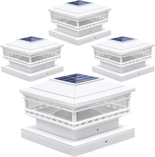 TWINSLUXES Luces solares para tapa de poste, 25 lúmenes, impermeables, 2 modos de luz, se ajustan a postes de madera o vinilo de 3.5 x 3.54 x 45 x 5