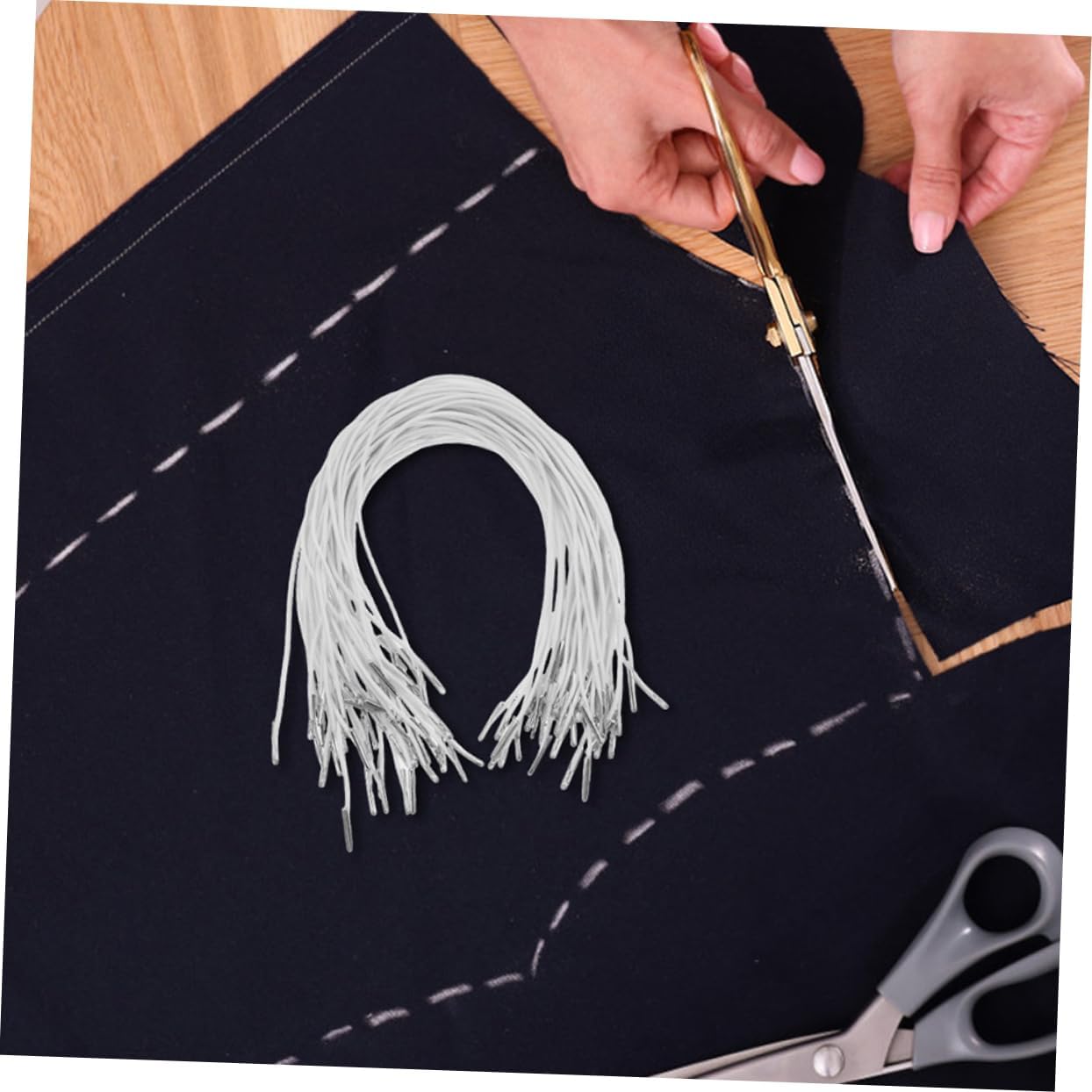 Anneome Versatile Elastic String with Metal Ends 100pcs for Sweaters Masks Craft Projects