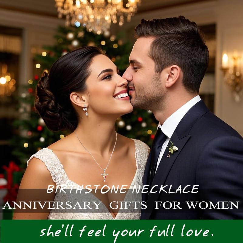 HeartMelody Gold Cross Necklace for Women Nana, I Love You Heart 18K White Gold Plated with Birthstone Necklace Everyday Faith Christian Jewelry Birthday Christmas Gifts for Mom - Image 5