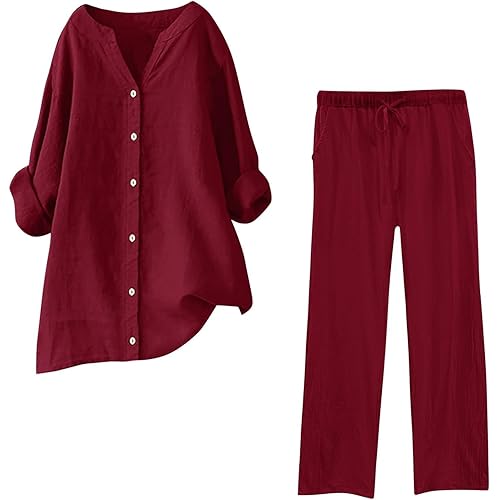 Women's 2 Piece Lounge Sets,Long Sleeve Cotton Sweaters Wide Leg Pants Trendy Loungewear for Fall Winter Outfits Jogger Sets