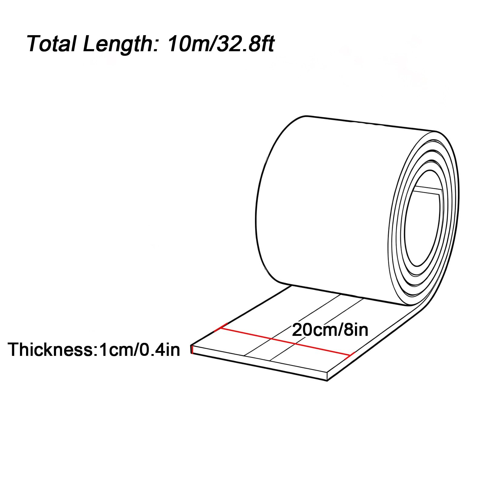 Extra Breiter Kantenschutzprofil, NBR, Selbstklebend, Kantenschutz Wand, Weich und Elastisch, für Tisch, Wand und Bettkanten(Black,10mx20cm)
