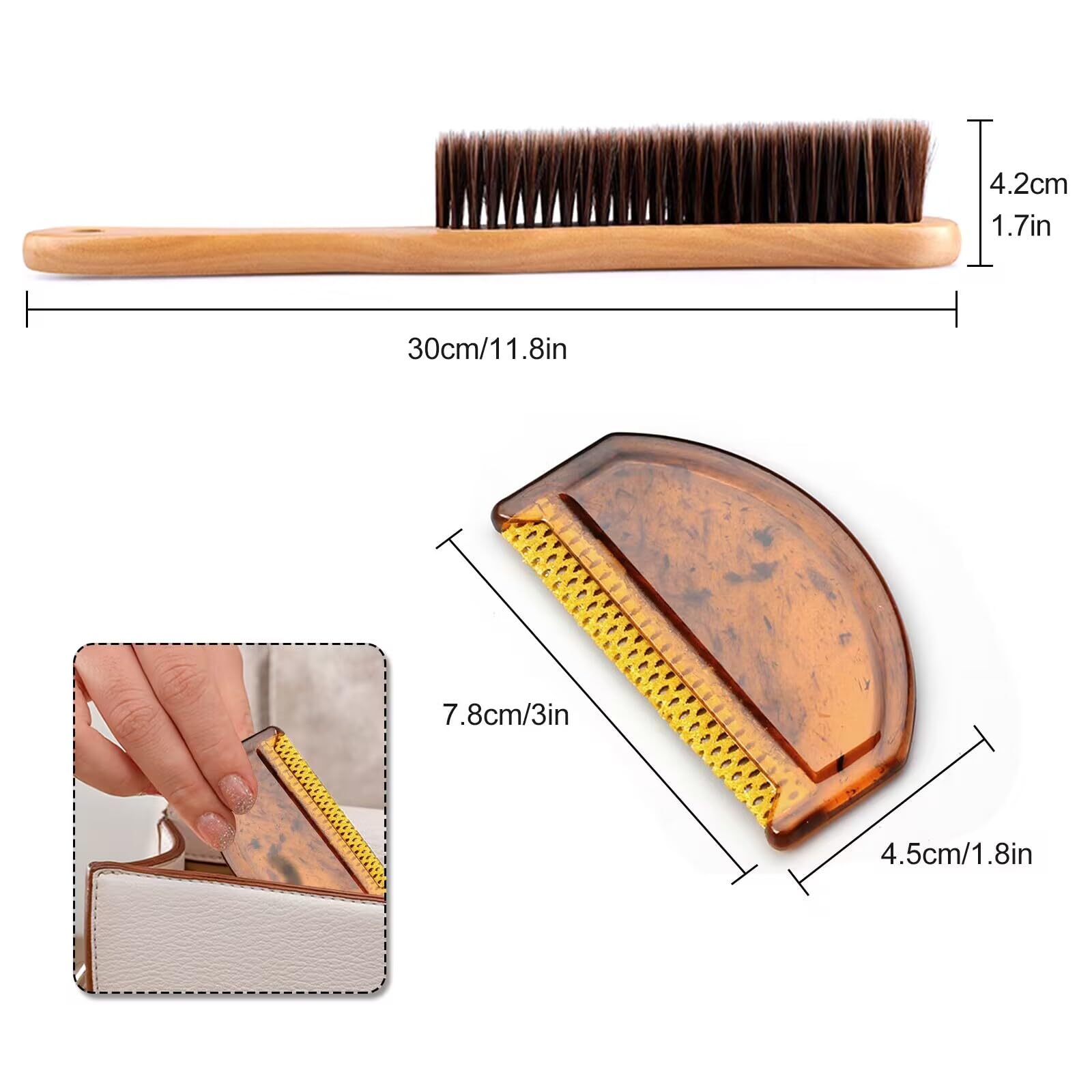 Lot De 2 Brosses à Vêtements - Brosse En Bois Avec Poils Et Peigne Anti-peluches - Pour Costumes, Chapeaux, Cuir
