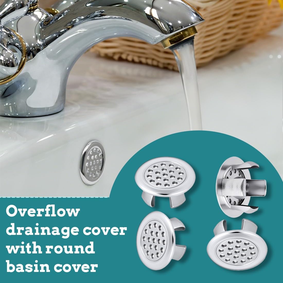 Embellecedor Lavabo Agujero, Tapa Rebosadero Lavabo, Anillo Desbordamiento, 9 Piezas para Baño o Cocina