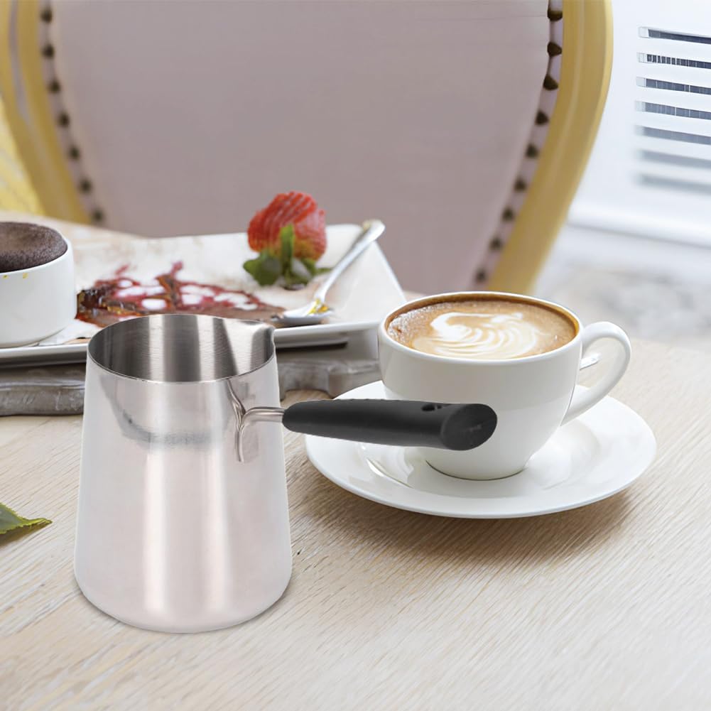 Mokkakännchen,Edelstahl Milchkanne,Türkische Kaffeekanne | Herdplatte Espressokocher Türkischer Kaffeekocher Zur Coffee für Home Sauce Pan Cafe Milch schokolade 600ML