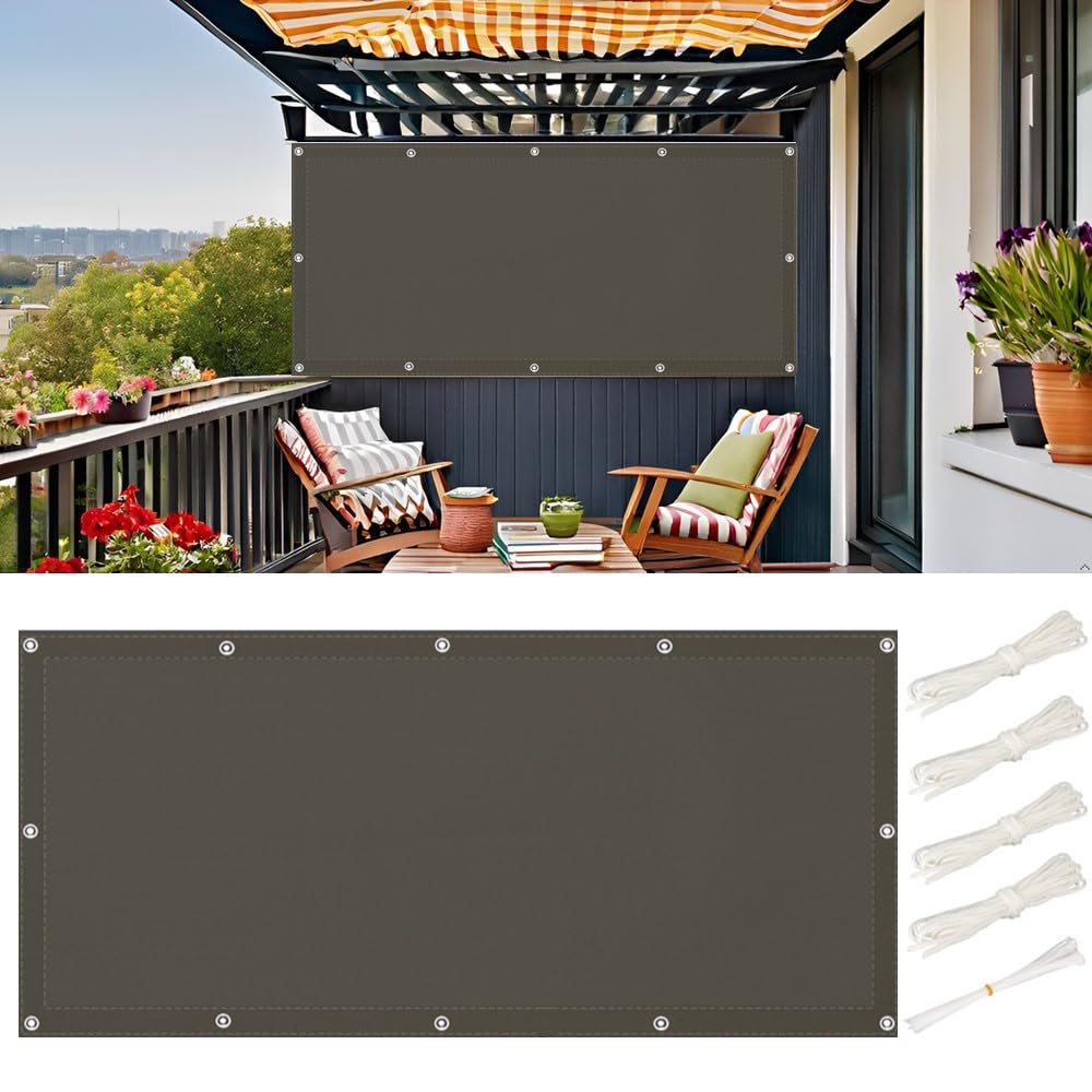 Sonnensegel Wasserdicht 1x2.2m Rechteckig mit Ösen Multi Farbe und Größe Sonnensegel 1x2.2 Segeltuch Balkon Ohne Bohren Sonnenschutz Markise für Balkon Terrasse Garten, UV Schutz Dunkelgrau