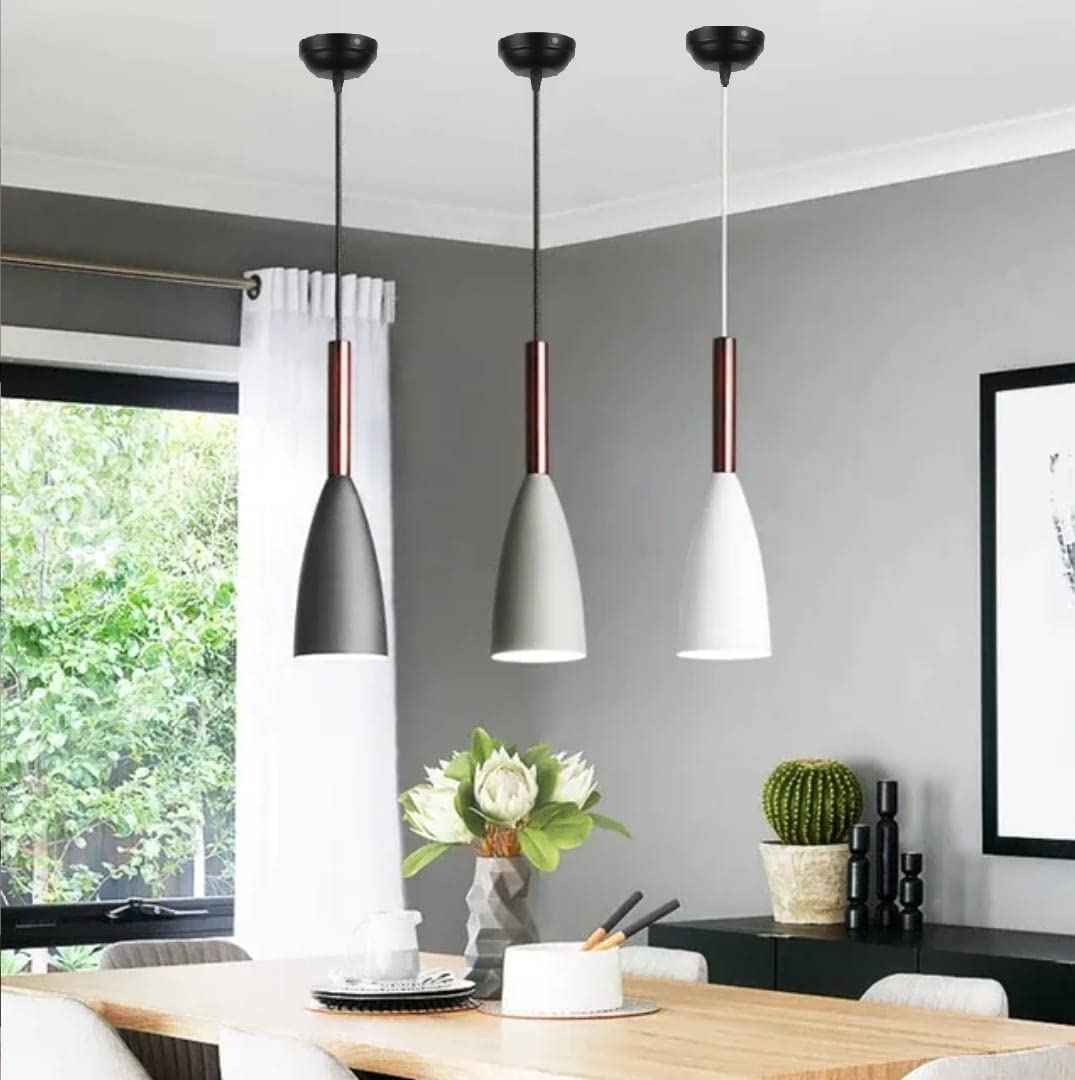 Avior Wood Ceiling Hanging Lights for Dining Table, Living Room Pendant Lamp, Lights for Kitchen Island, Restaurants and Cafe (Pack of 3)