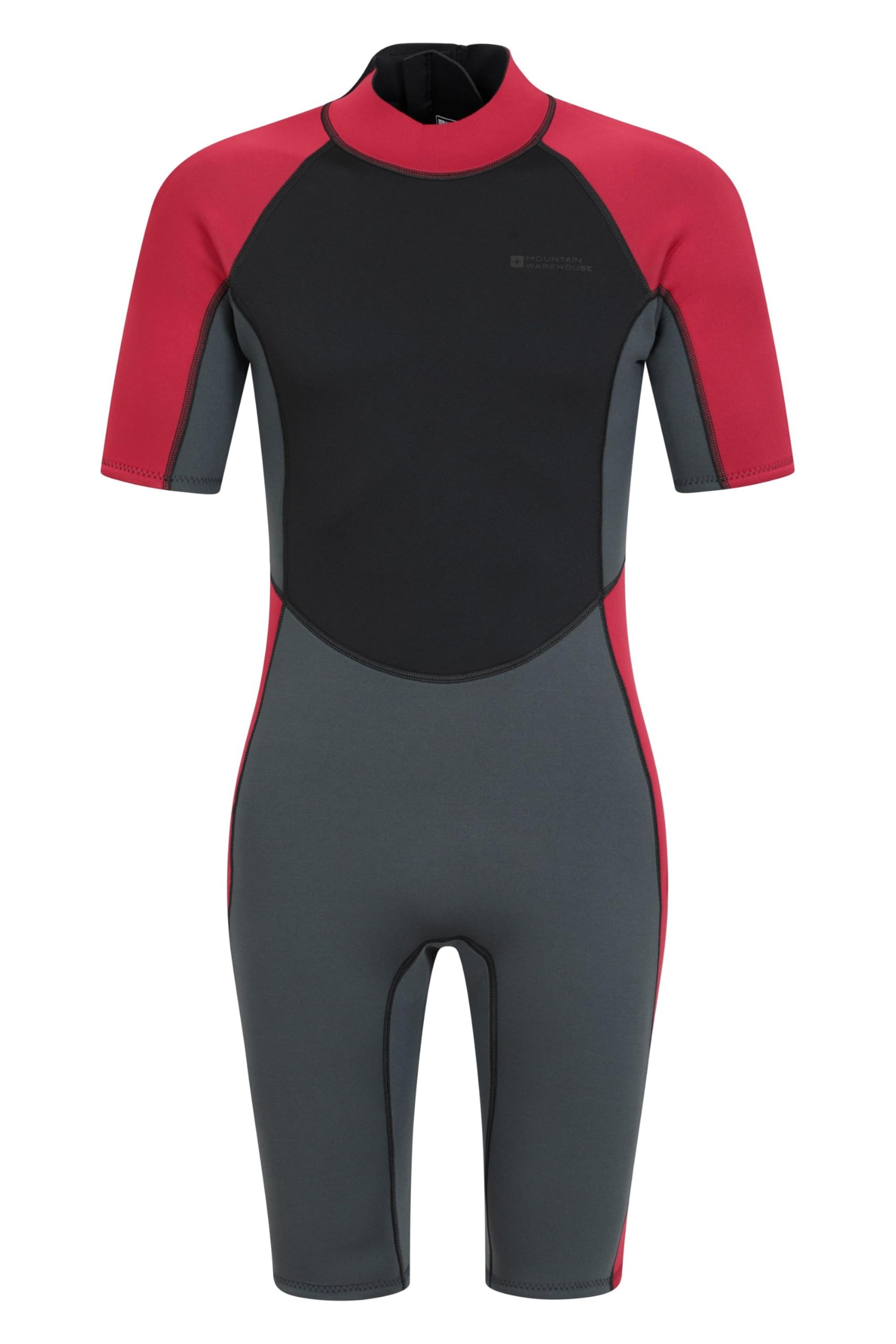 Mountain Warehouse Shorty Mens Wetsuit – 2.5mm Thickness, Neoprene Contour Fit One Piece Surf Suit - - Perfect for Spring Summer & Outdoors Grey M - L