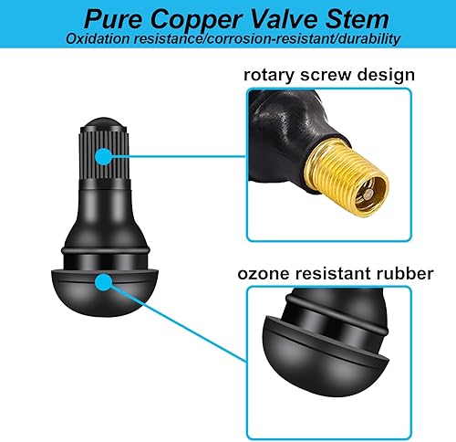 Miniatura 3 de 105 vástagos de válvula de neumático TR412, TR413, TR414, TR415 de goma negra para reemplazo de agujeros de llanta sin cámara en neumáticos estándar