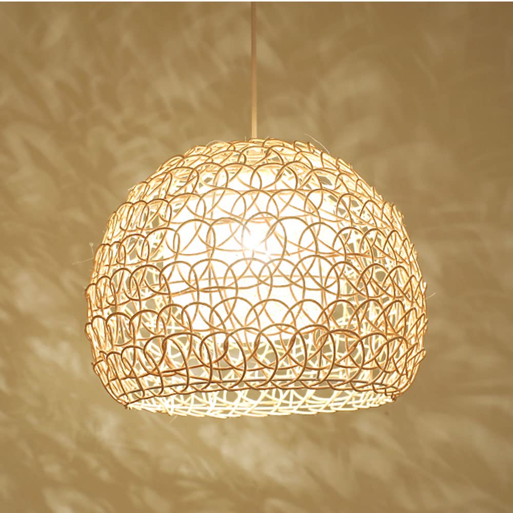 CHENKUI Lámpara Colgante De Mimbre De Bambú, Decoración De Nido De Pájaro, Pantalla De Lámpara Iluminación De Lámpara Colgante Tejida De Mimbre para Interiores Lámpara De Techo De Estilo Asiático