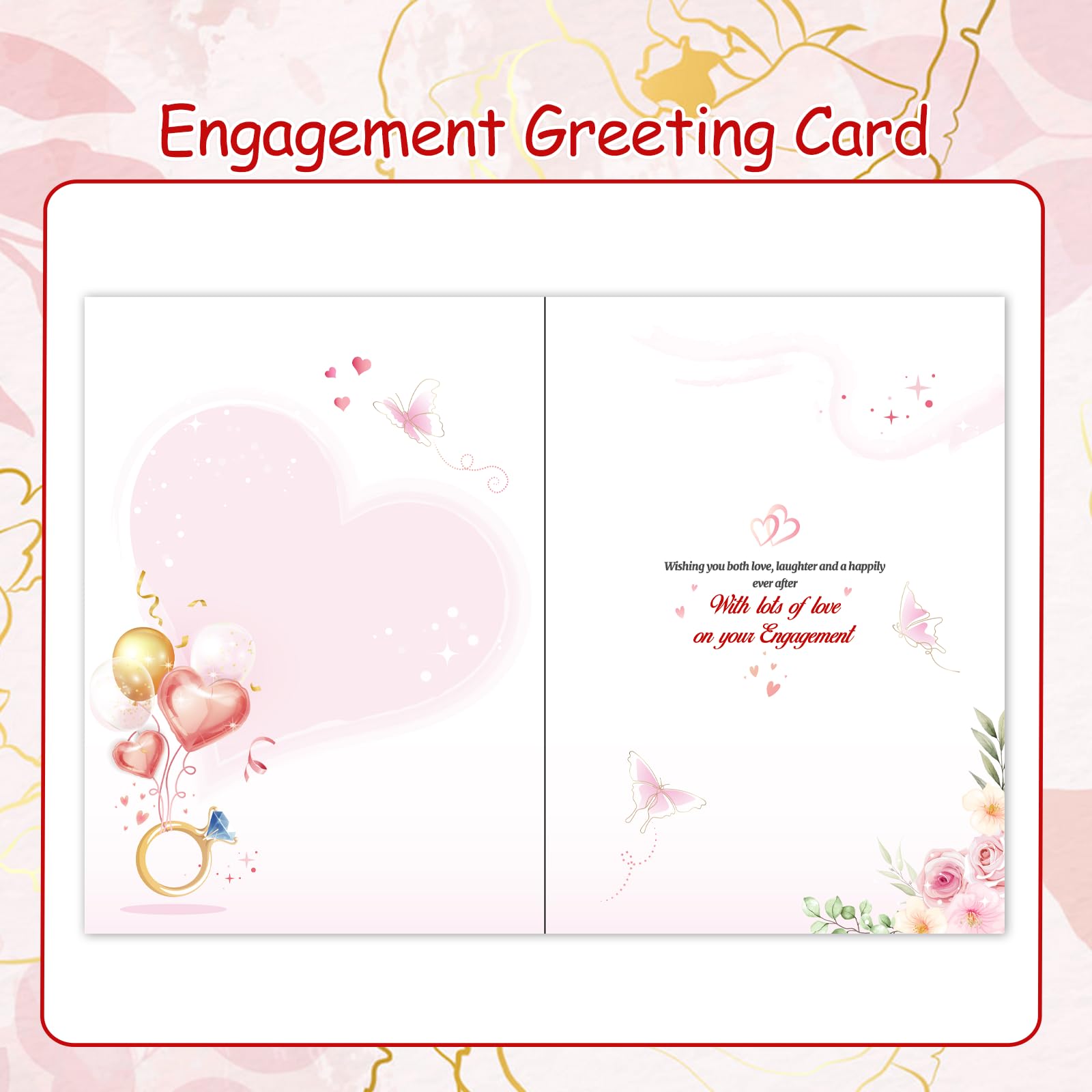 HOWAF Engagement Card for Couple Congratulations Your're Engaged Card & 2 Keyrings, Engagement Gifts for Couples Friends, Both of You - Image 4