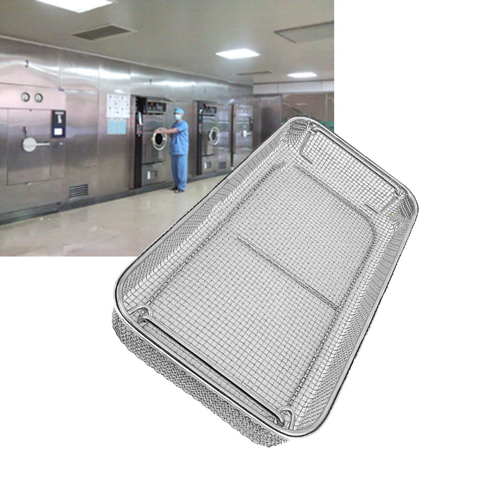 Caja de desinfección de Instrumentos quirúrgicos médicos, Caja de Limpieza de Equipos médicos de Acero Inoxidable 304, Uso Industrial de Alta Temperatura y presión,34 * 25 * 7cm