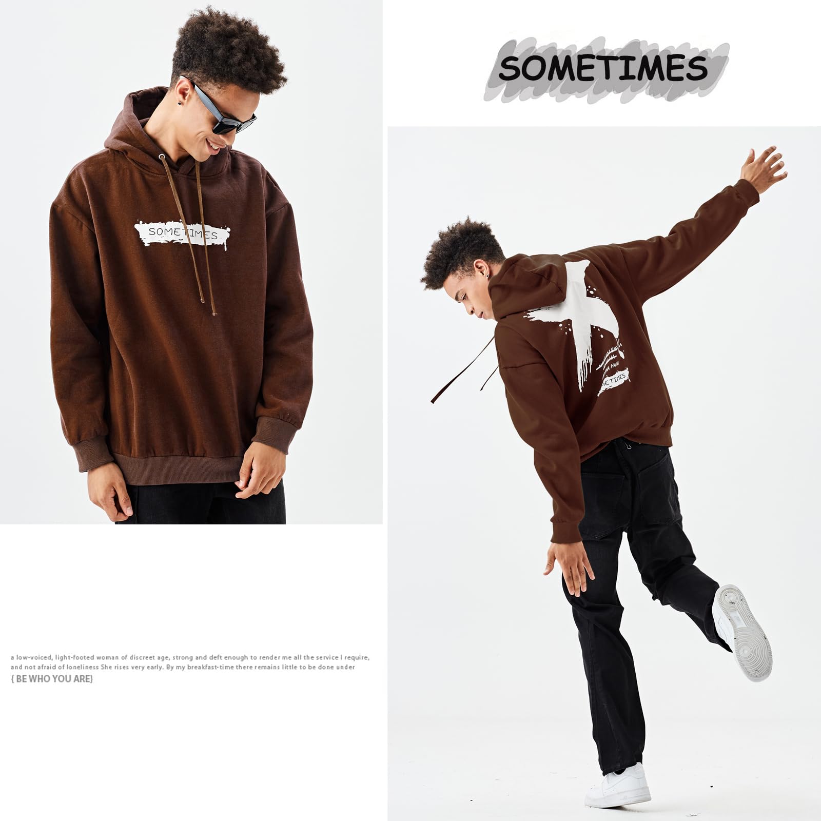 Moshtashio Felpa Uomo con Cappuccio Unisex Hip Hop a Maniche Lunghe Sweatshirt Pullover Uomo Felpe Stampa di Lettere Hoodie Uomo Autunno Inverno