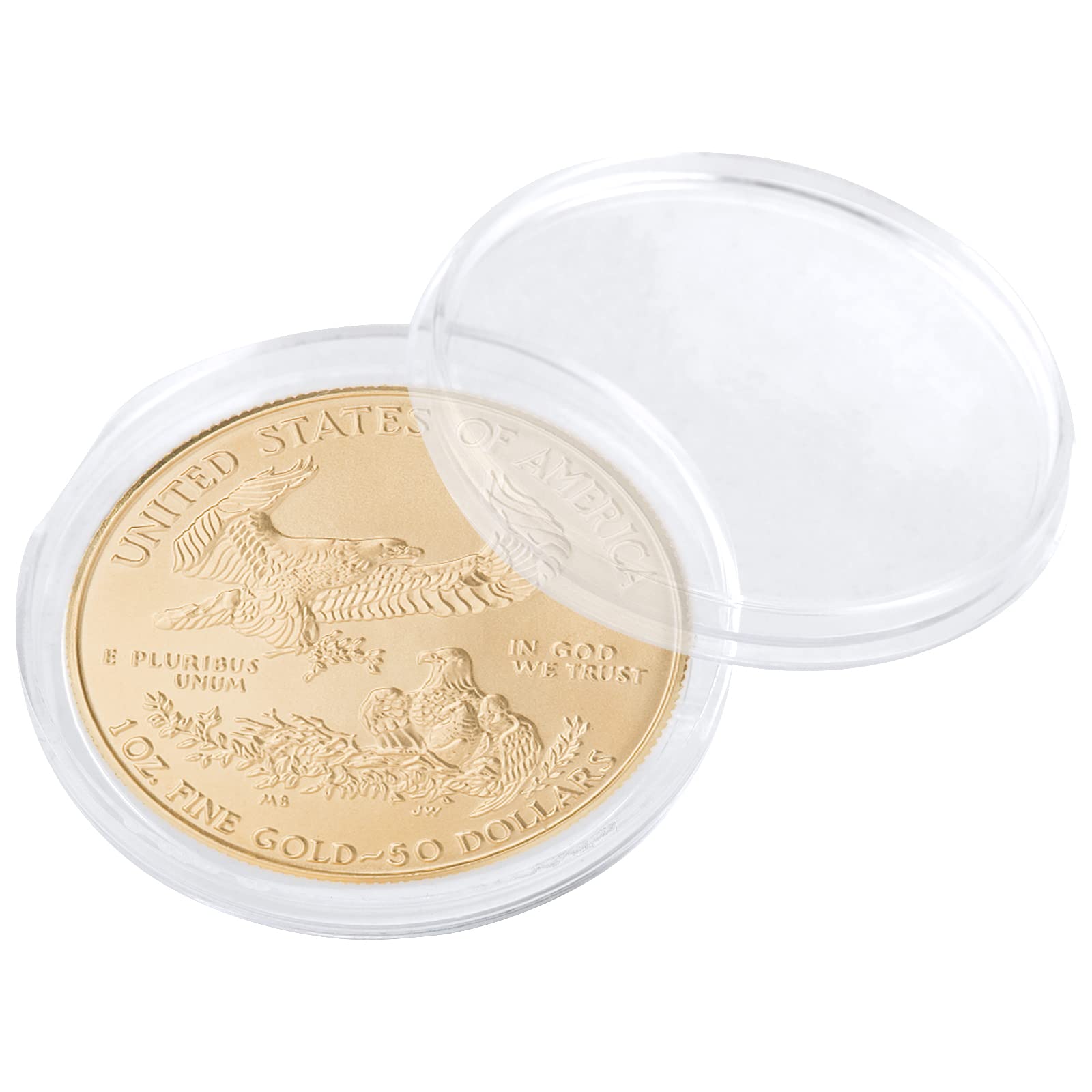PINGEUI 300 cápsulas transparentes de 40 mm para monedas, contenedor de almacenamiento de monedas de plástico transparente, estuche para monedas para suministros de colección de monedas