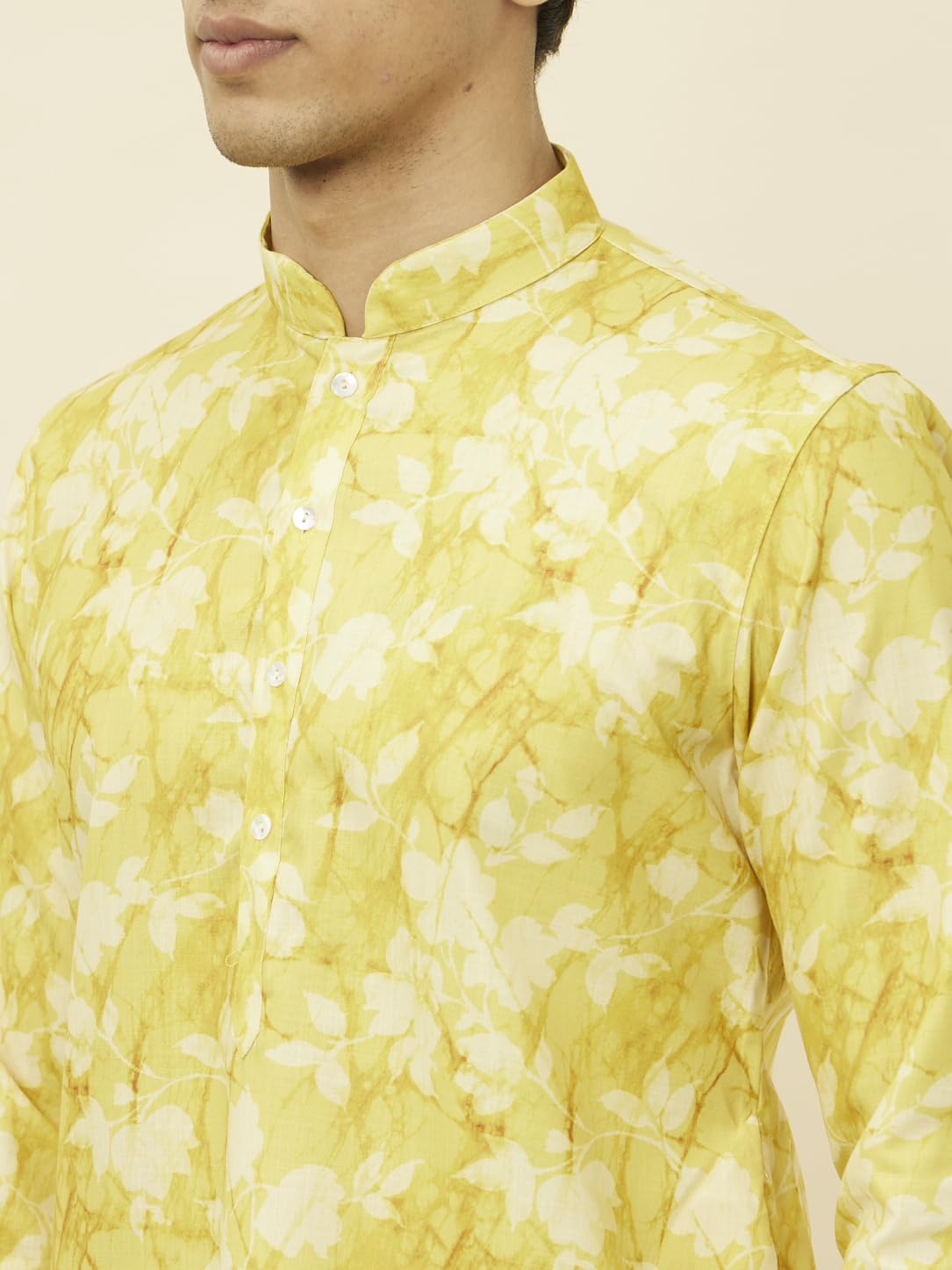 Manyavar Kurta da uomo in misto cotone con stampa floreale (1 pz)