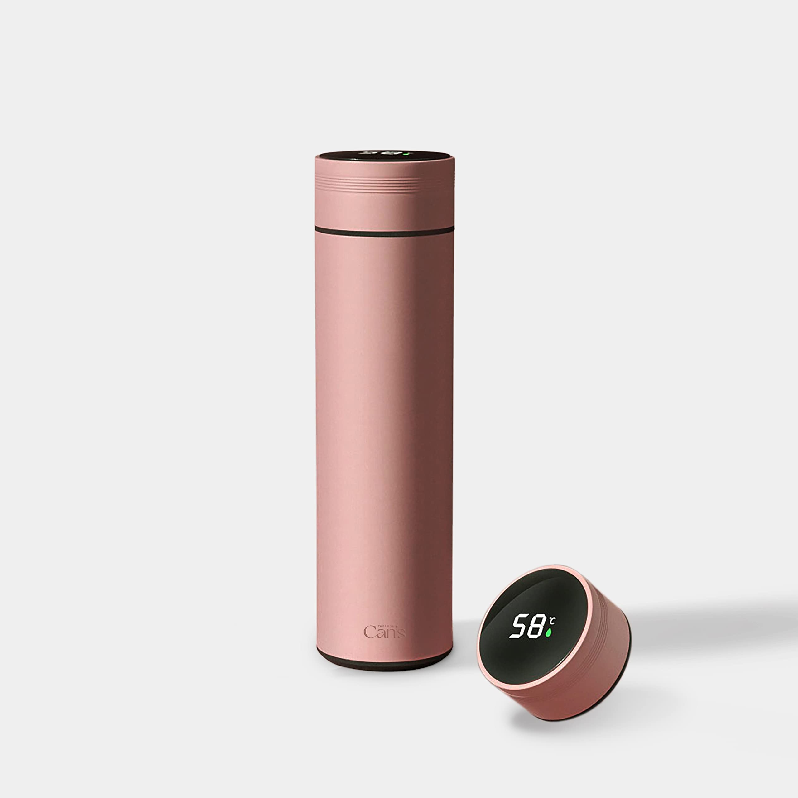 480ml Smart Water Bottle Travel Mug, Stainless Steel Insulated Water Bottle With LED Temperature Display for Coffee, Tea and more (Dark Pink)