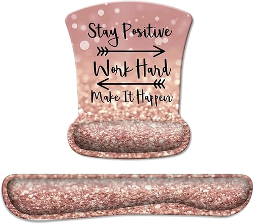 Miniatura 8 de Reposamuñecas para teclado y mouse + posavasos, hecho de espuma viscoelástica, soporte ergonómico, fácil de escribir y aliviar el dolor de muñeca,