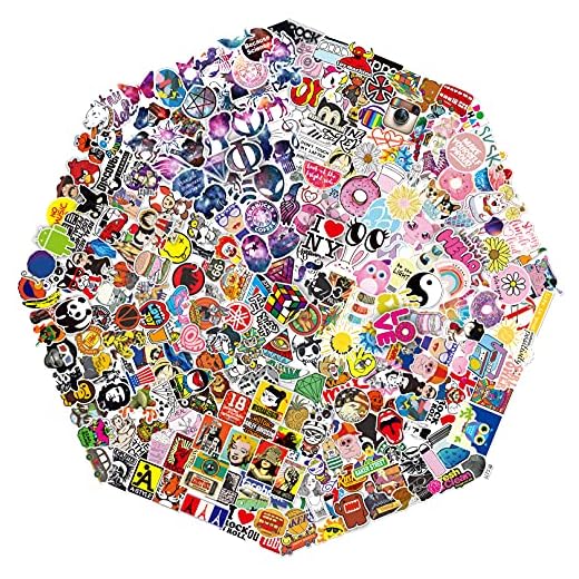 QWDDECO Stickers 360 PCS Vinyl Kawaii Trendy Scrapbook Pegatinas para computadora portátil, equipaje, monopatín, teléfono, almohadilla, coche para adultos, adolescentes, niños y niñas Graffiti