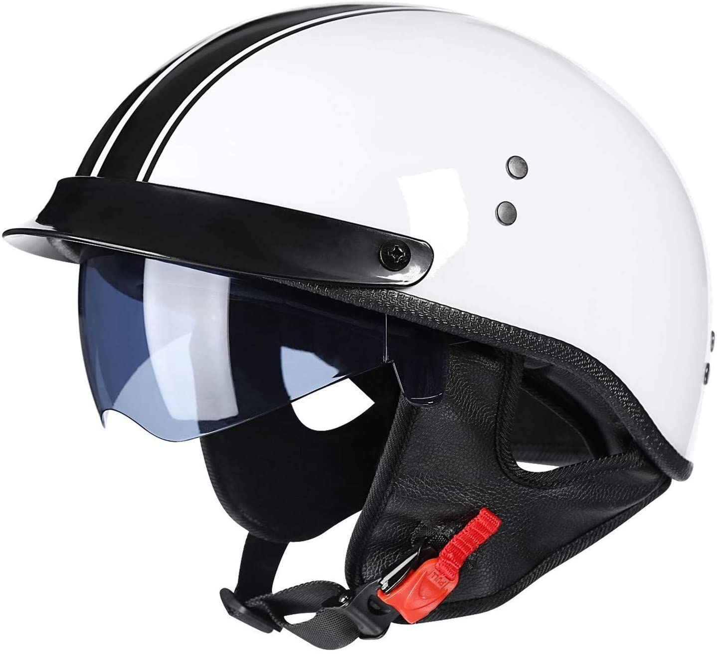 Klassieke motorhelm Vintage volwassenen open motorhelmen Retro halve helm voor scooter Bromfiets Baseballcap Heren en dames Street Cruiser Jet-stijl ECE-gecertificeerde helm