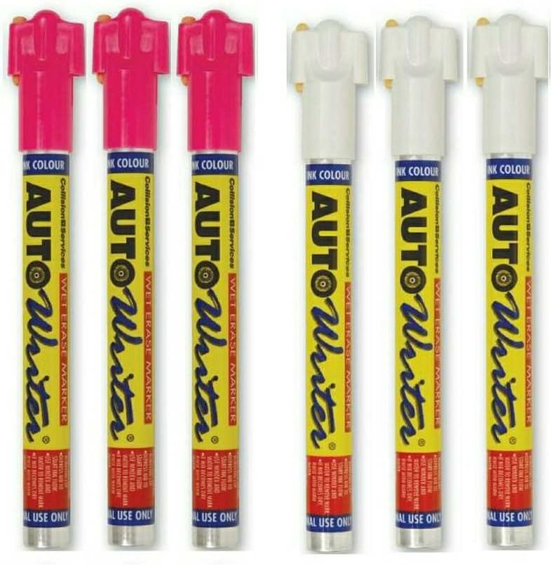 U.S. Chemical & Plastics AUTOWRITER Auto Writer PENS Pink and White - 6 Pens (3-Pink/3-White)