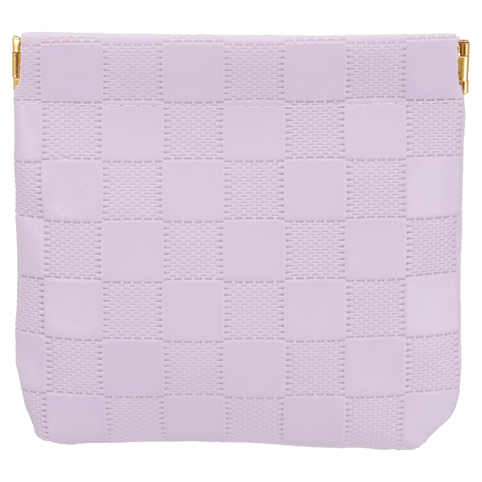 PATIKIL Small Snap Closure Pouches for Purse 4.5"x4.7" Mini Waterproof Leather Checkered Makeup Bag Portable No Zipper Self-Closing Travel Pocket Organizer Pouch Cosmetic Bag