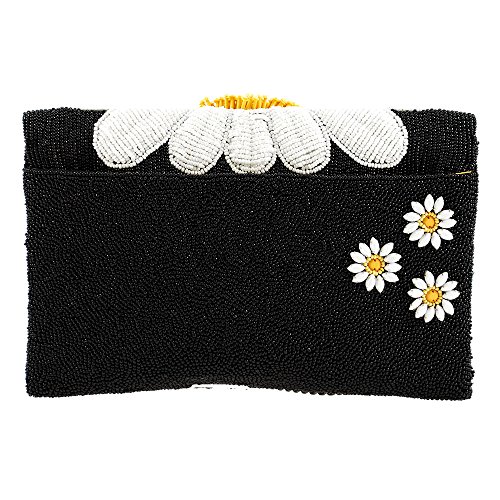 Mary Frances Oopsy Daisy Beaded Flower Crossbody Clutch Purse, Black2