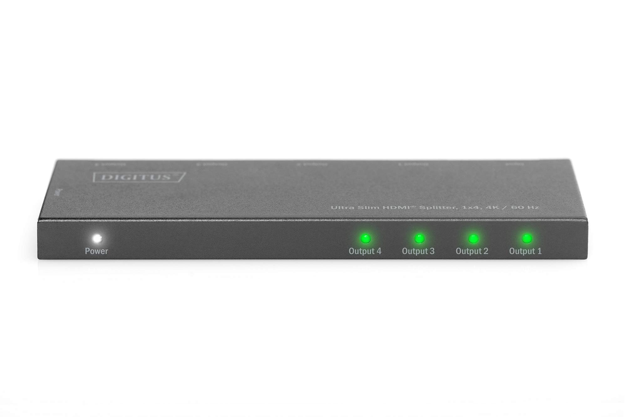 DIGITUS HDMI Splitter 1x4 – In 1-Port, Out 4-Port – UHD 4K 60Hz | HDMI 2.0, HDCP 2.2 / 1.4 – HDR, 3D, Deep Color, ESD-Schutz