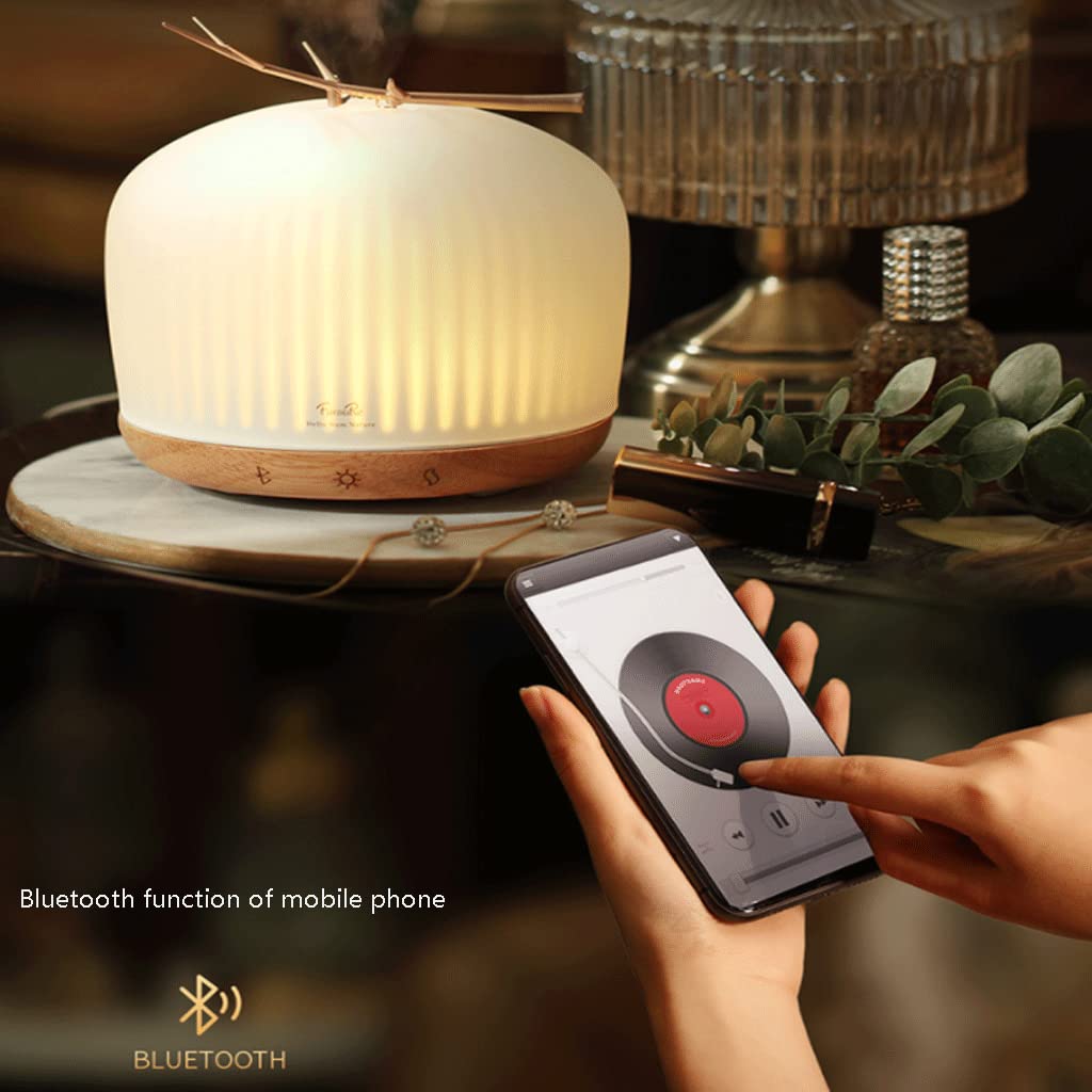 Ulepszony Slimme diffuser voor etherische olie met Bluetooth-muziek, ultrasone luchtbevochtiger van 230 ml voor een ontspannen sfeer in de slaapkamer, creatieve diffuser Zrelaksować się