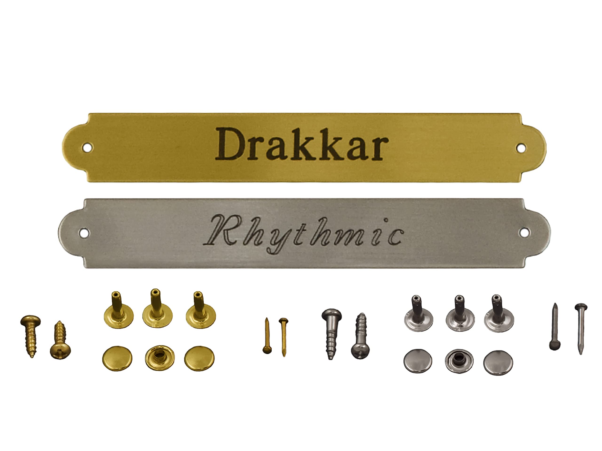 Tack Room Studio Saddle or Bridle Plate: 3/8" x 2.5" Solid Brass or Nickel