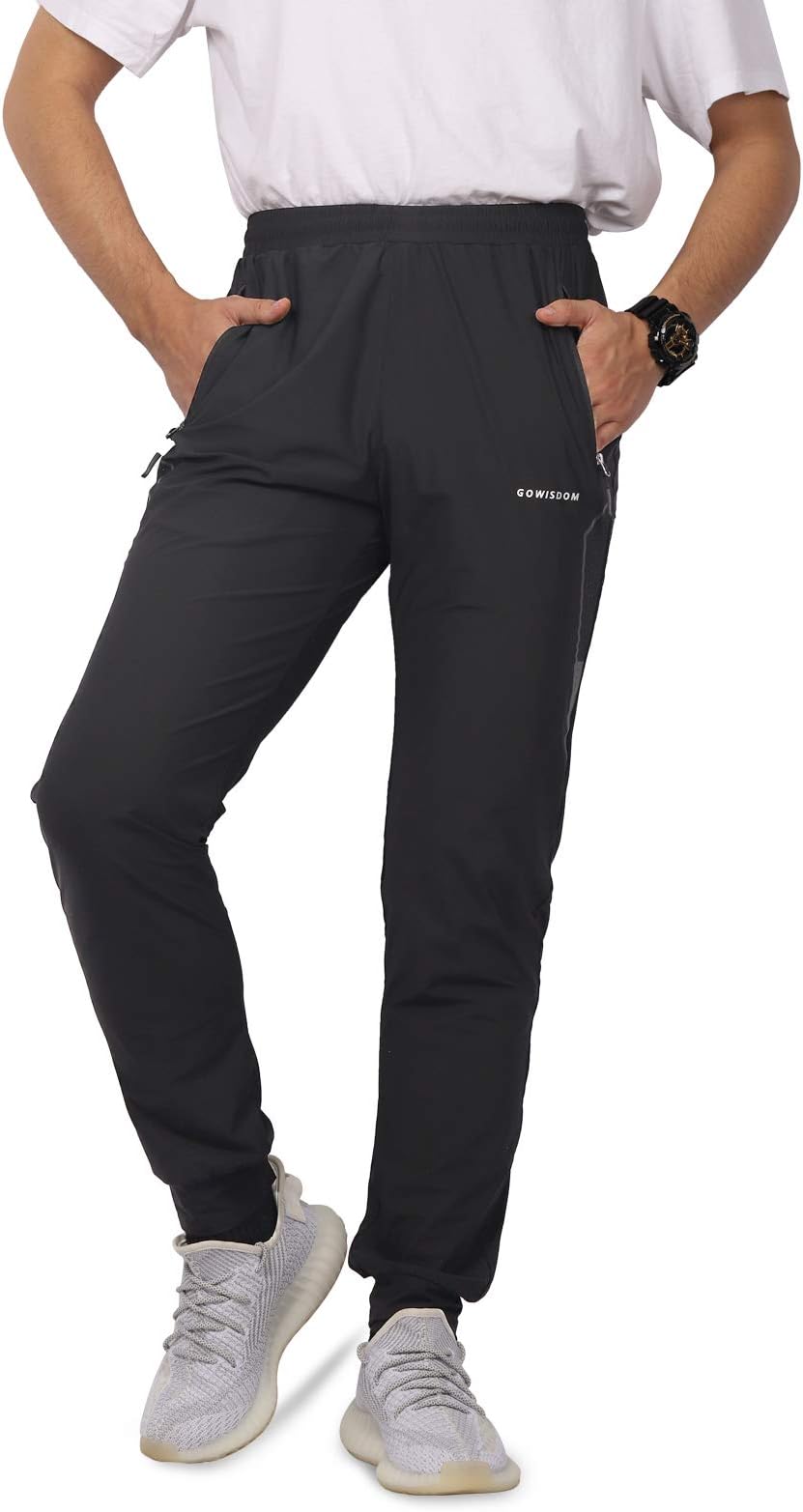 Mens Joggers Sweatpants with Zipper Pockets Lightweight Quick Dry Hiking Running Pants for Workout