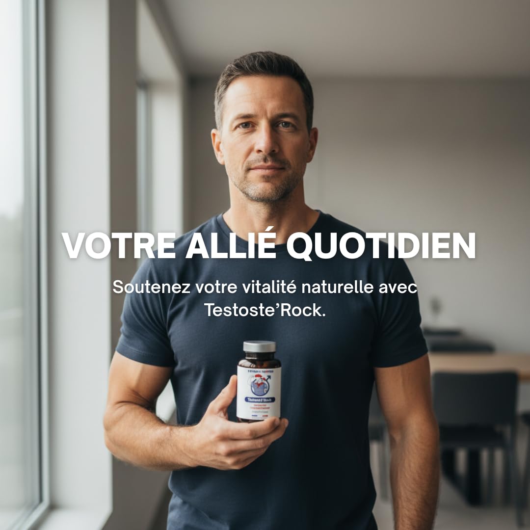 Testosté'Rock Booster Performance Homme | Soutien Taux de Testostérone & Musculation | Énergie, Vigueur & Vitalité | Maca, Zinc, Tribulus & Ashwagandha | 60 Gélules Fabriqué en France