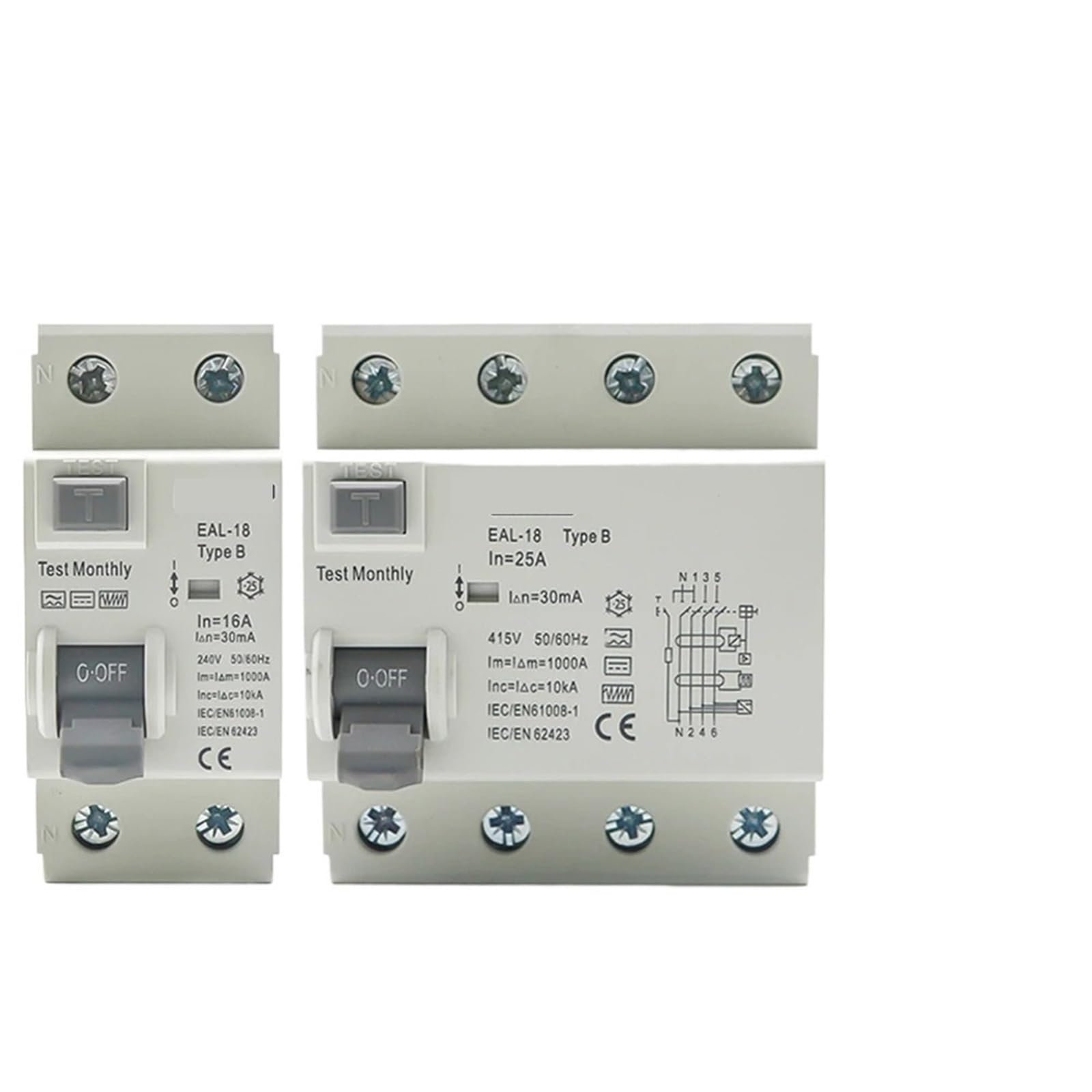 Disjoncteur de courant continu DC Type B 4P 32A 6KA 100mA - 6