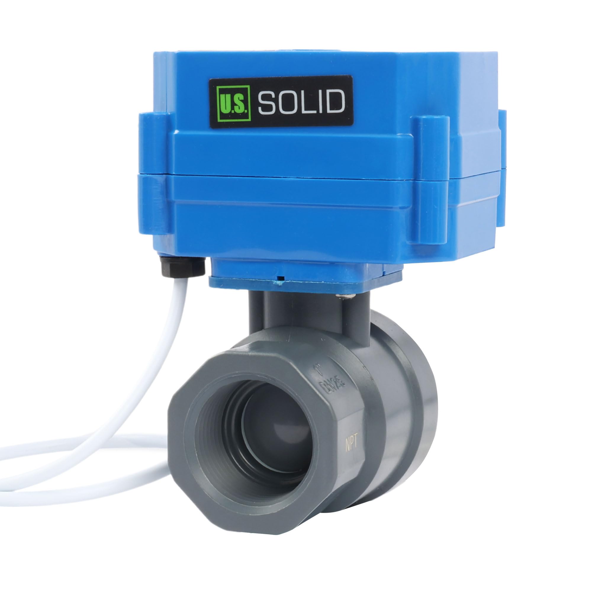 Valvola a sfera motorizzata in UPVC da 1" - Valvola a sfera elettrica in plastica con porta completa, ritorno automatico a 2 fili, 9-36 V AC/DC, normalmente chiusa