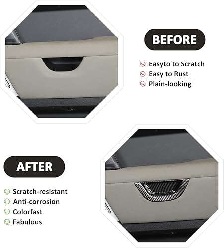 Miniatura 2 de JONKOKO Adhesivos decorativos para manija de puerta interior de automóvil para Land Rover Defender 2020 90 110, accesorios decorativos (fibra de