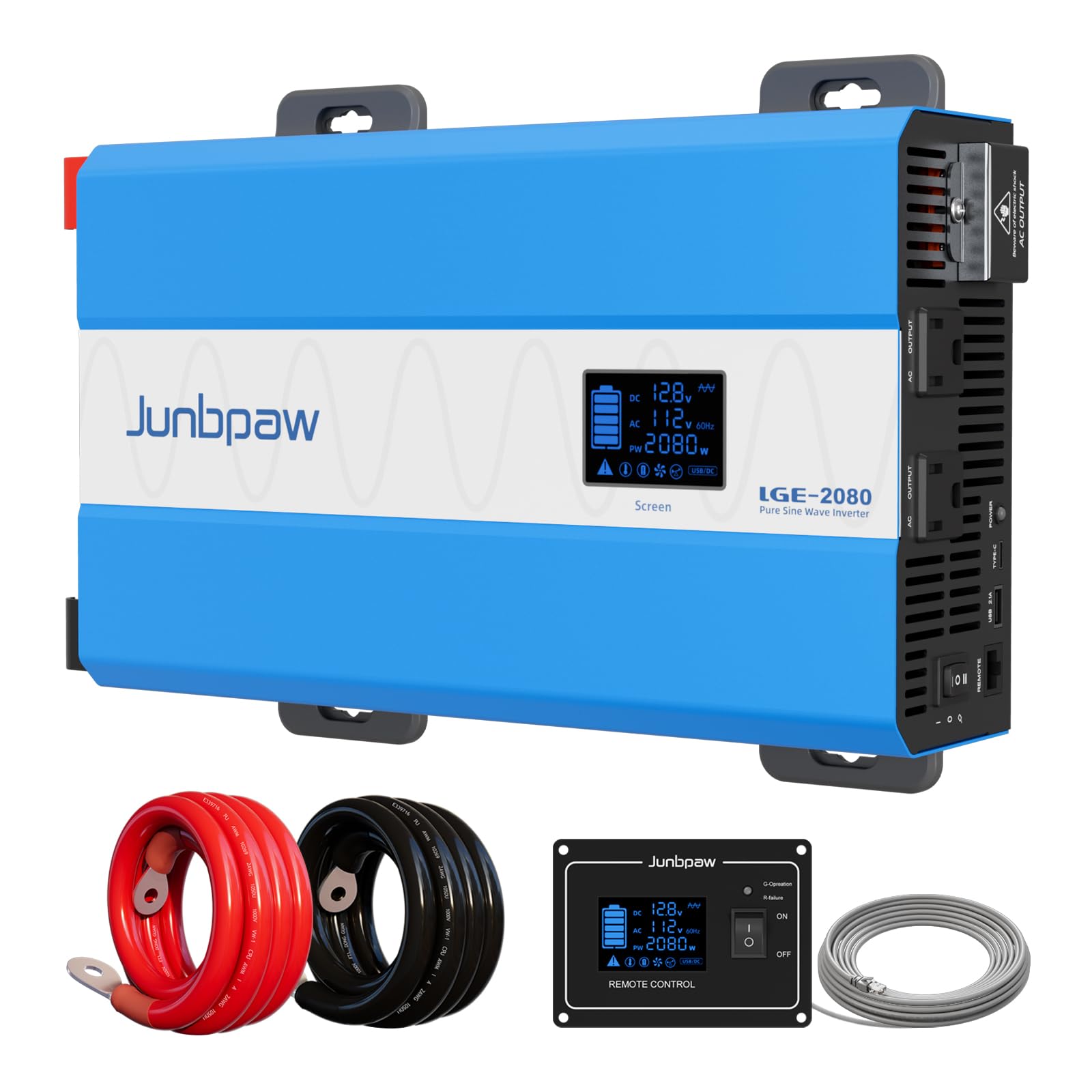 Photo 1 of Junbpaw 2080W Pure Sine Wave Power Inverter - 35dB Ultra Quiet, 9000W Surge, Game-Changing Design | 12V to 120V AC Converter for Home, RV, Camping, Off-Grid & Outdoor Adventures