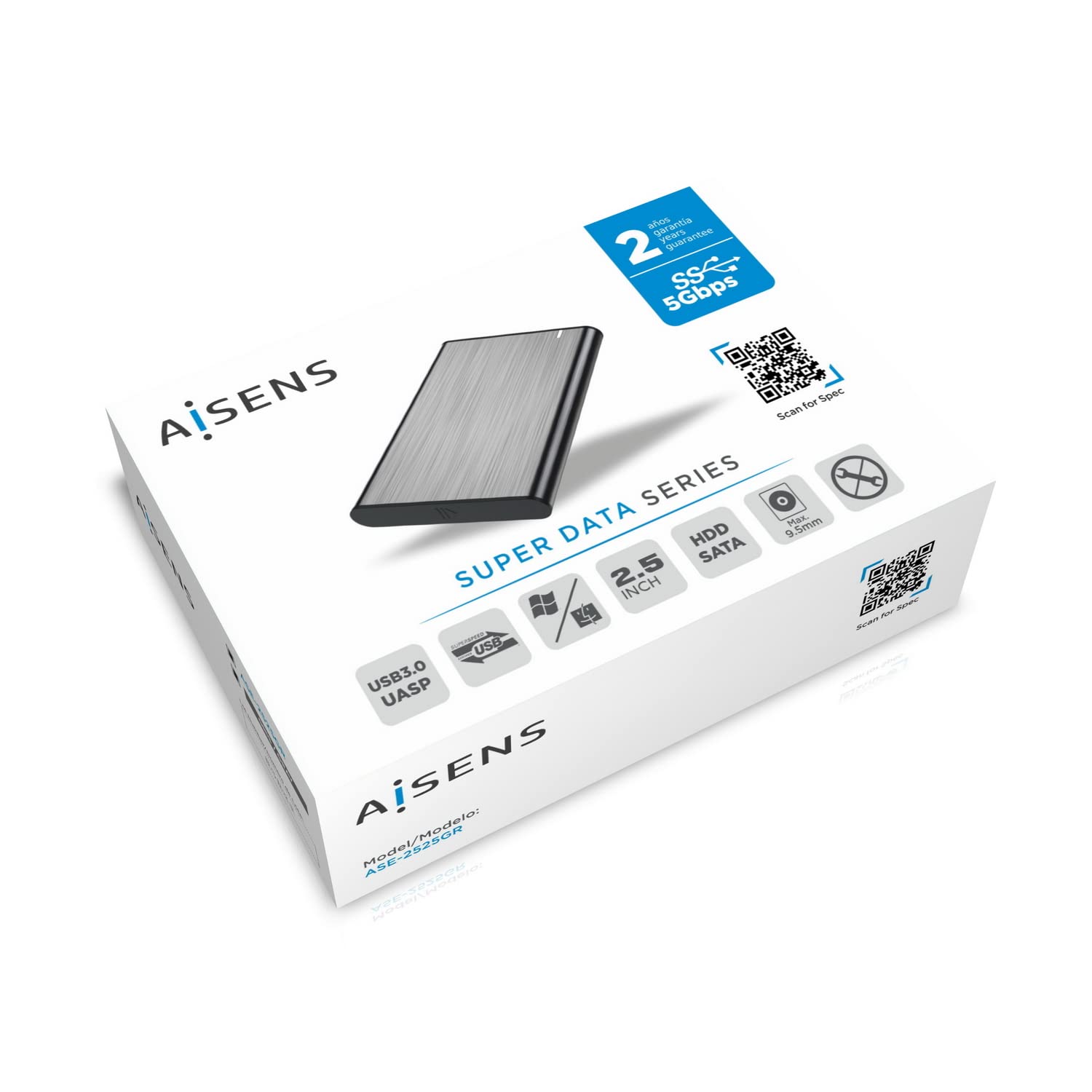 AISENS - ASE-2525RED - Externe behuizing 2,5 9,5 mm SATA A USB 3.0