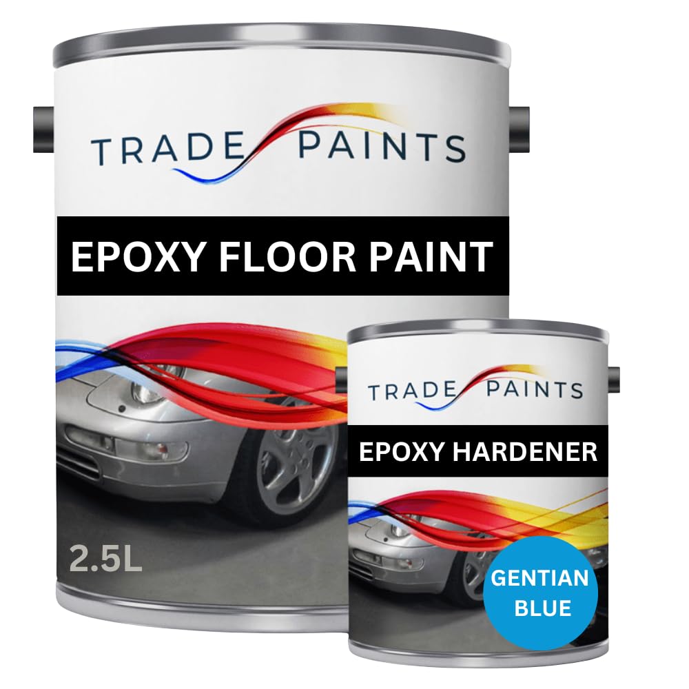 2 Pack Epoxy Garage Concrete Floor Paint - 2.5 Litre (Gentian Blue BS18E53)