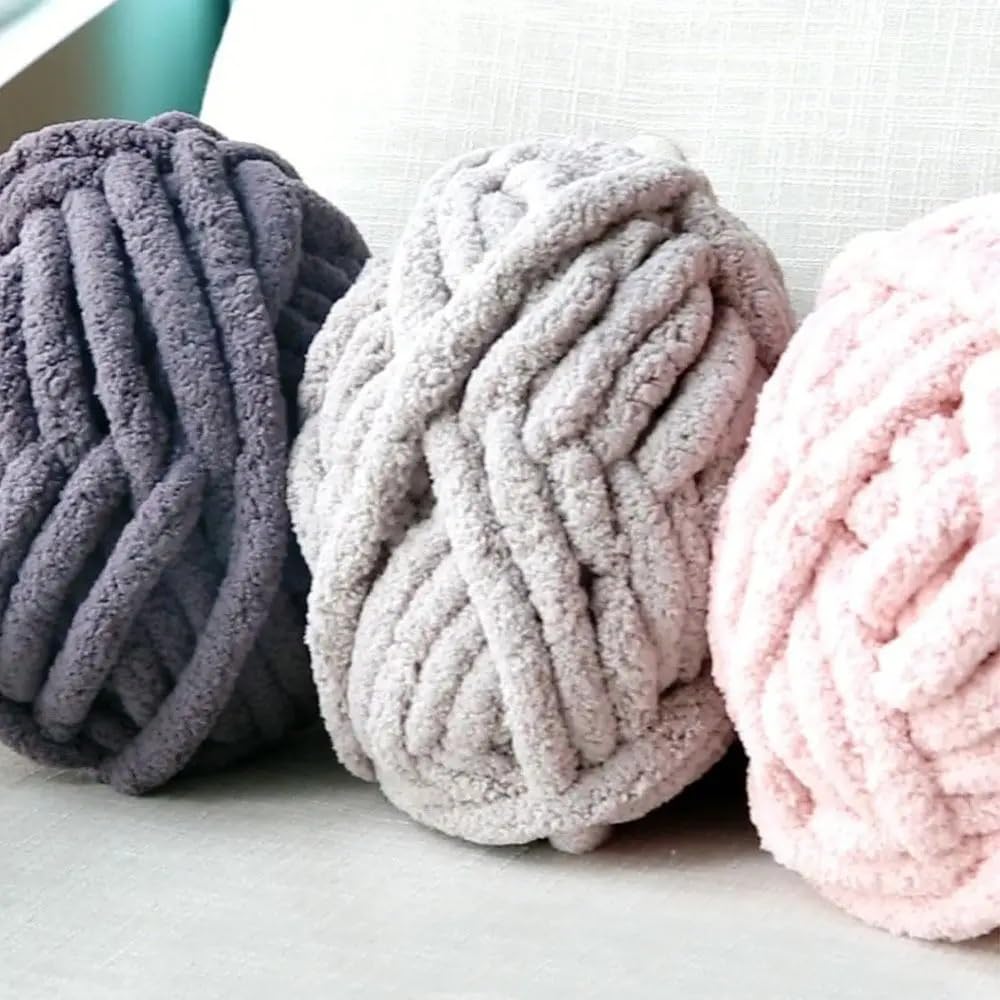 Włóczka Super Chunky Yarn, Włóczka Super Chunky 226g, wielokolorowa, do szydełkowania i robienia na drutach(Light grey)