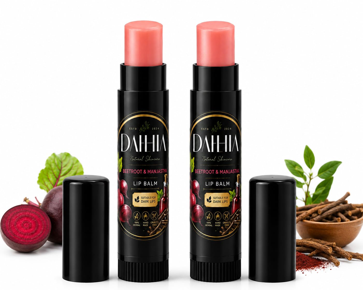 Dahlia Beetroot & Manjistha Herbal Lip Balm 8g | For Dark Lips, Cruelty Free, Handmade, For Dry & Chapped Lips, For Men & Women-image-15