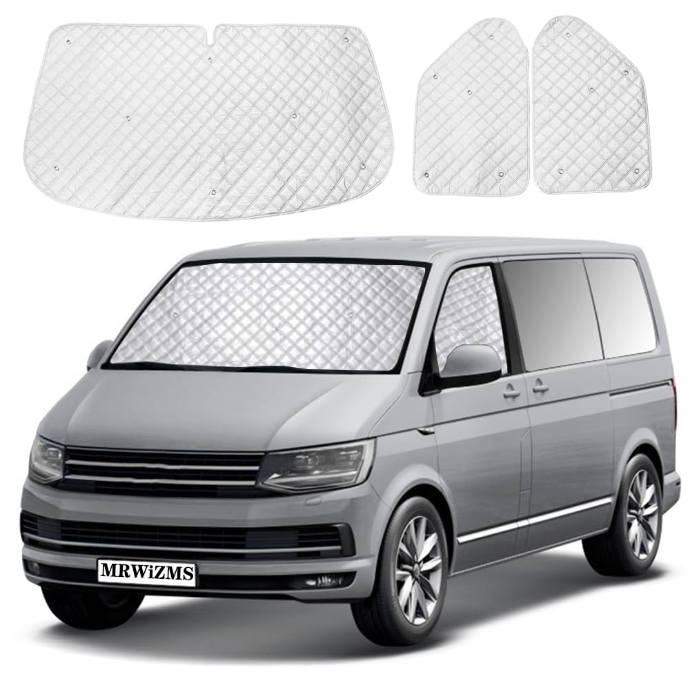 Termicos para Furgonetas VW T5 T6, Parasoles termicos para Furgonetas, Parasol de Aluminio Premium no Tejido con protección UV, Parabrisas de VW Mejorado (VW T5)