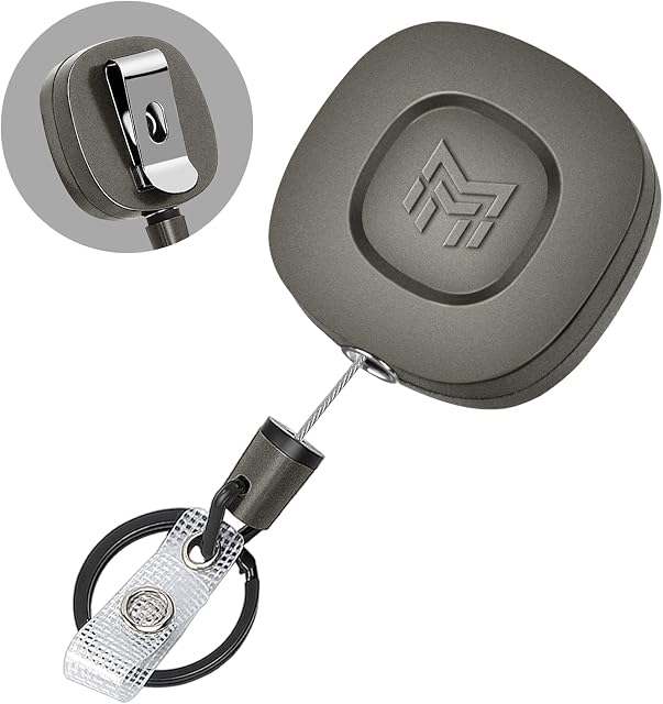 MNGARISTA Heavy Duty Metal Retractable Keychain with Belt Clip, ID Badge Reel with 31.5" Steel Cord, 8.0oz