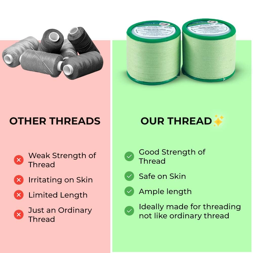 ZIBELL Organic Eyebrow, Upper Lips Cotton Threading Organic Threads (8 Spools x 300 m)