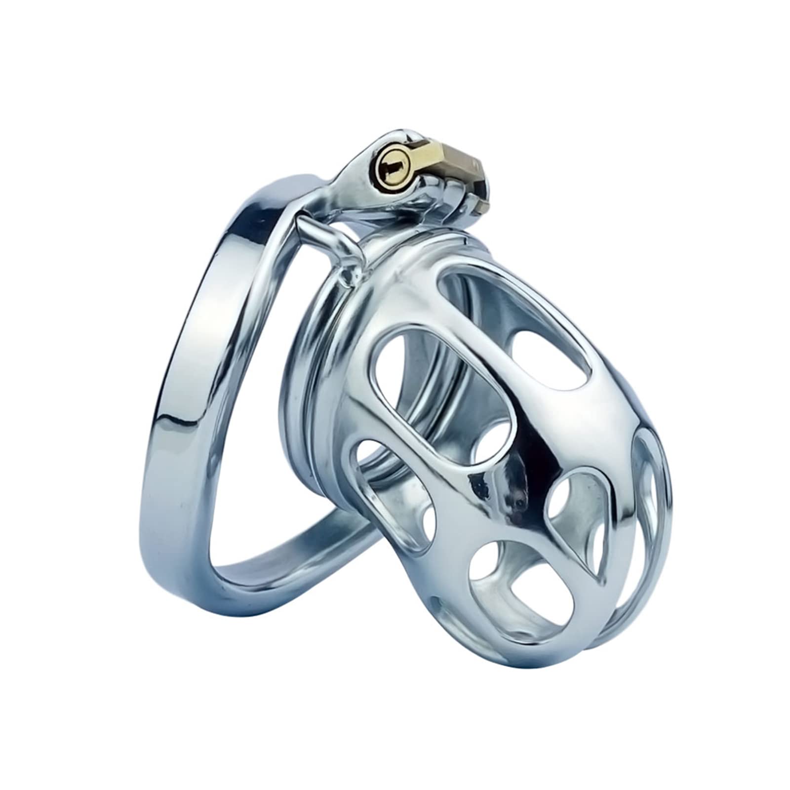 Edelstahl Keuschheitskäfig Herren Metall Peniskäfig Male Keuschheitsgürtel Cock Cage Penis Käfige Chastity Device Extrem Sklaven Keuschheit Bondage SM Sexspielzeug für Männer(Bogenring-45mm)