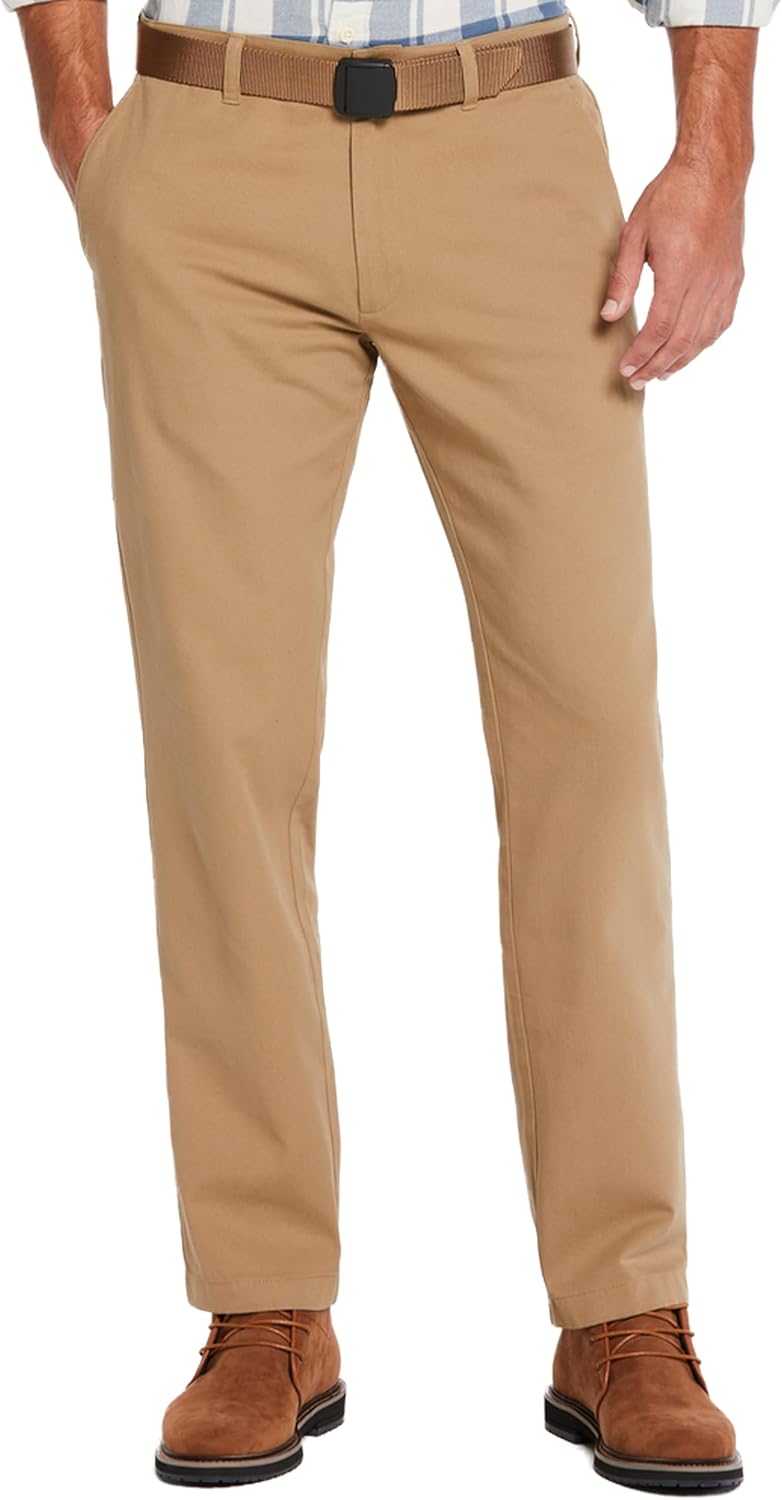 Savane Mens Straight-fit Pants 100% Cotton, Flat Front Chino, Comfortable Stretch, Work, Dress Casual Pants