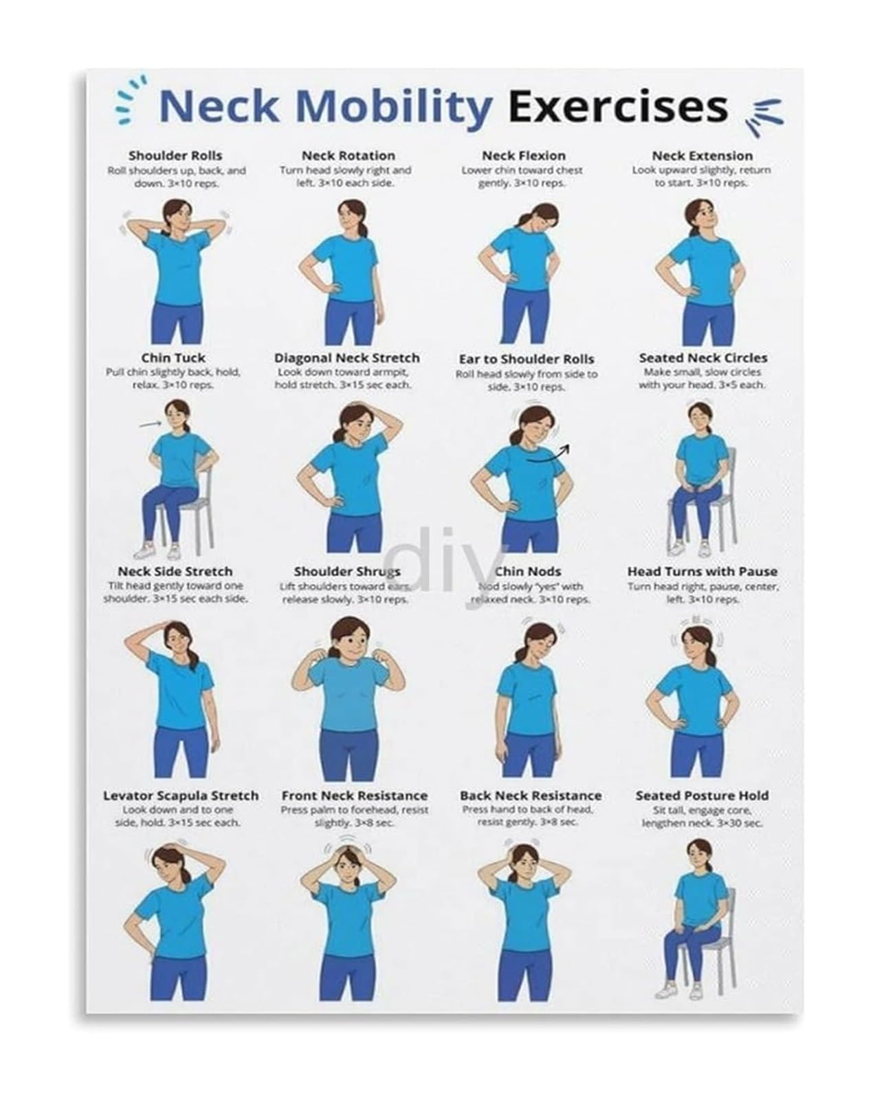 REIUAFWYGV Workplace Wellness Stretch Poster Seated Standing Routine Canvas Wall-Art for Corporate Office Decor
