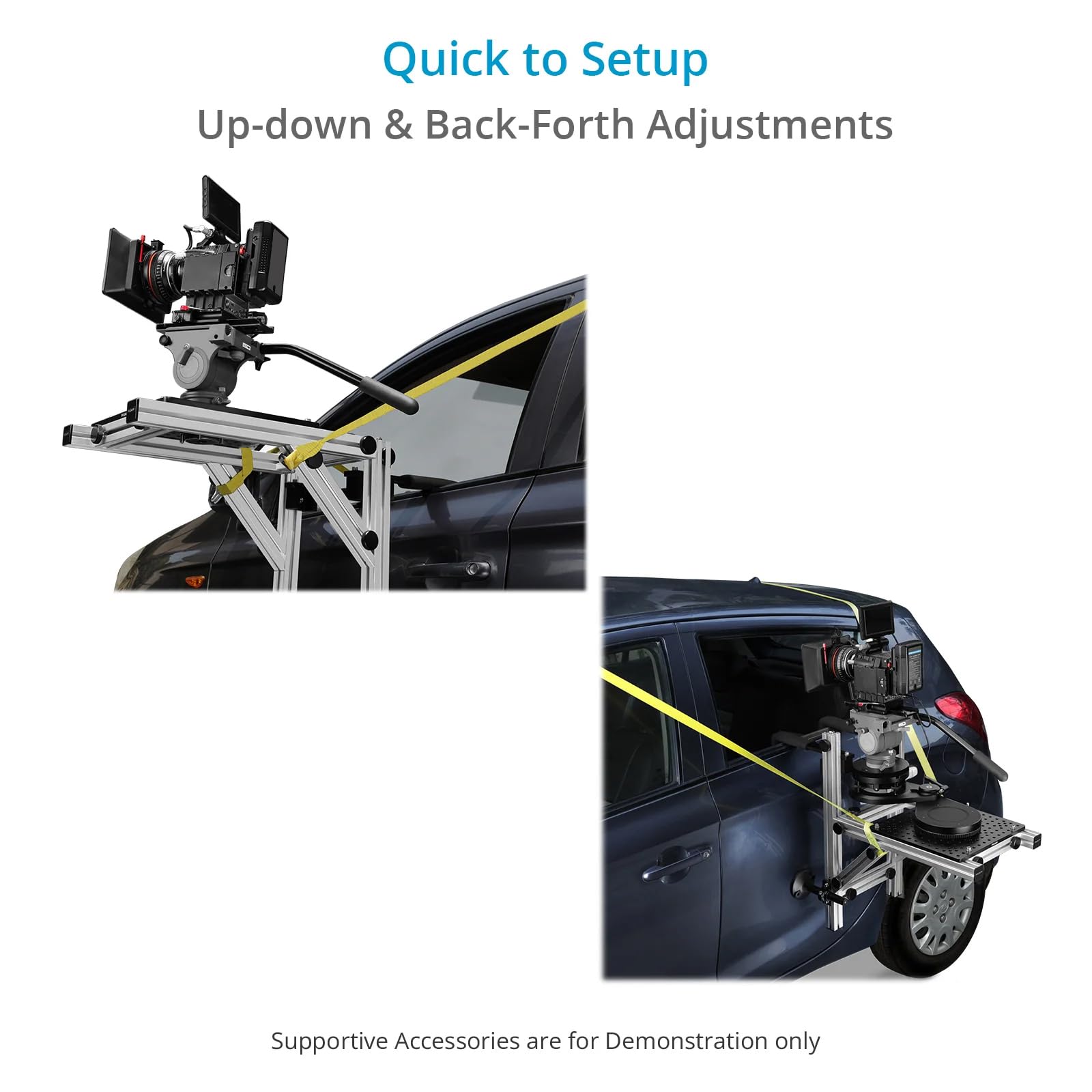 Proaim Smart Side Camera Car Mount Hostess Tray Kit. Piastra di formaggio con supporto Mitchell. Carico utile fino a 22.6kg/50lb. (CM-SSHT-01)