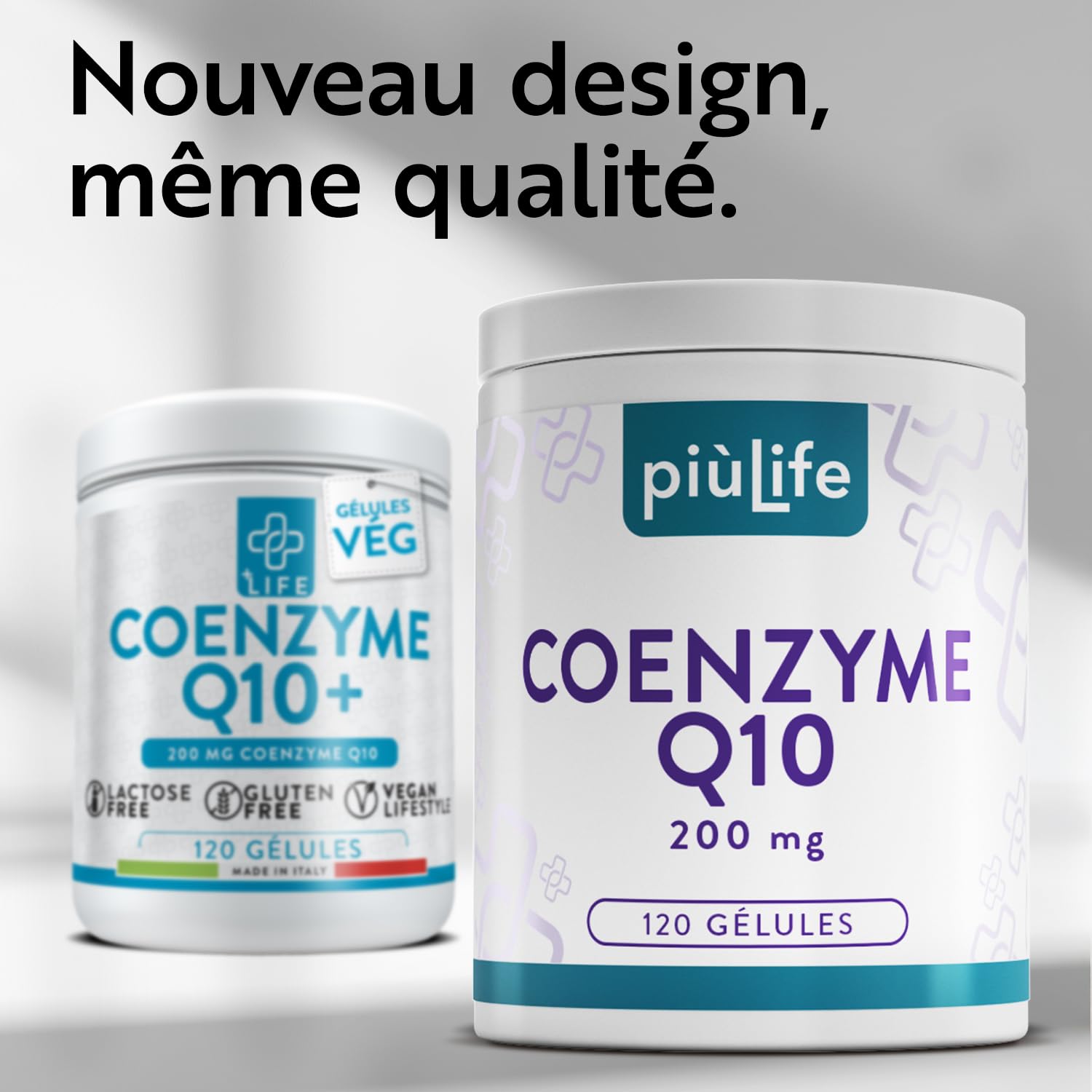 Coenzyme Q10 200 mg PiùLife Ubiquinone - 120 Gélules Vegan | 1 par jour, Fermentation Naturelle, Forme identique à celle produite par l'organisme, Sans Gluten, Sans Lactose, 4 Mois