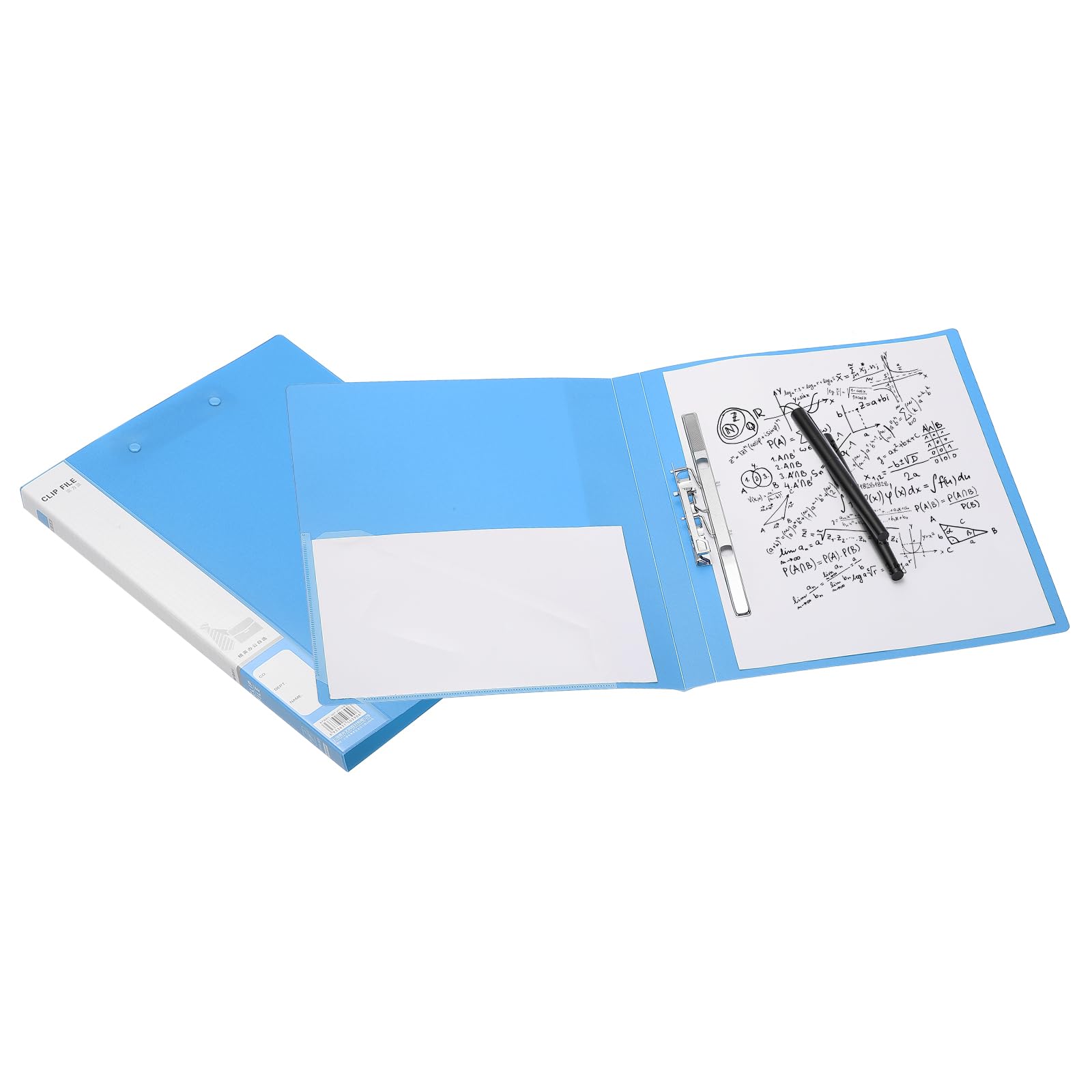 PATIKIL 2pcs Ringless-Binder, A4 Binder Folders Punchless Clamp Padfolio Clipboard Clip Folder Foldable Plastic Document Binders Metal Clips for File Office Supplies, ADM95090, Blue