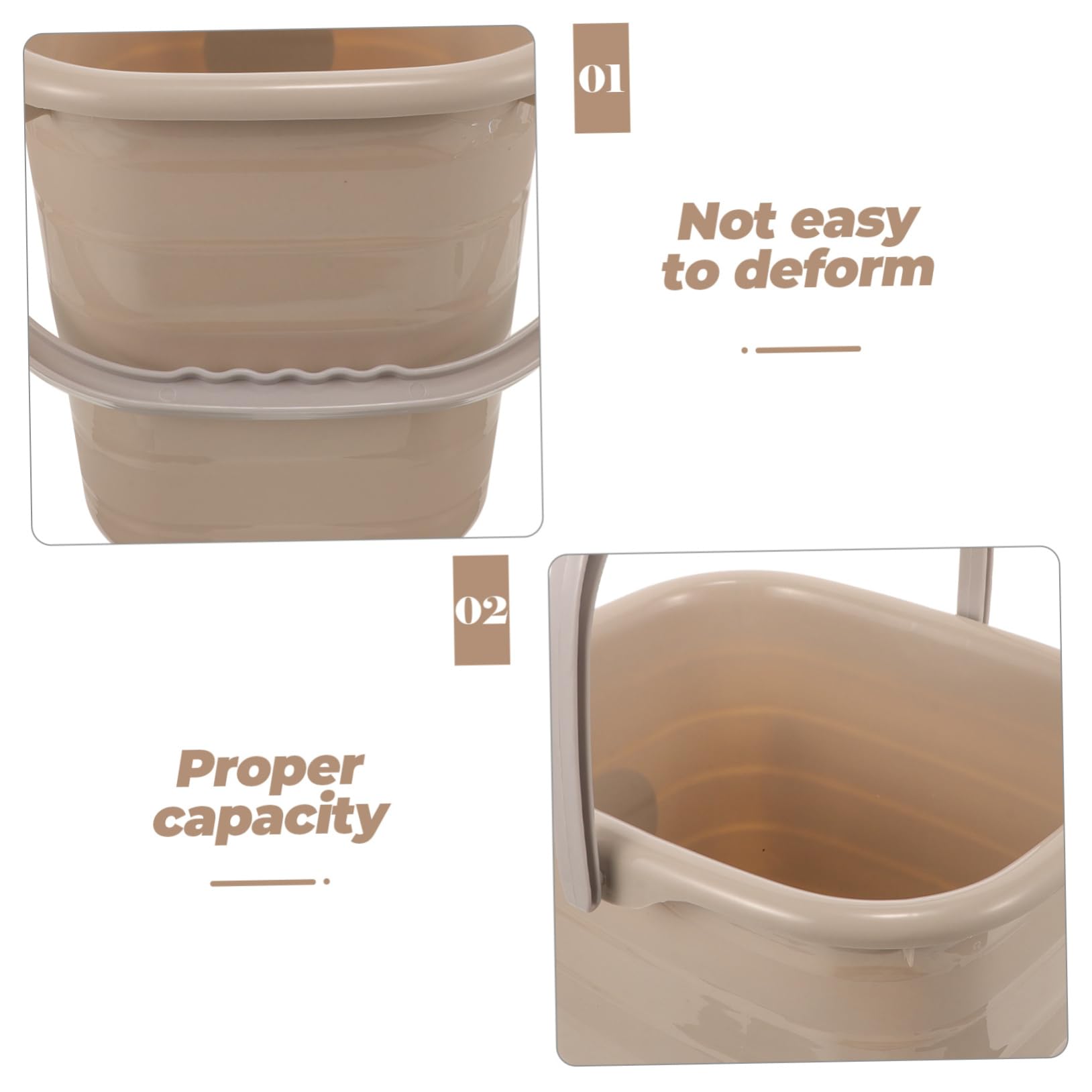 Secchio di Plastica con Manico, Secchio Rotondo Portatile 11l Khaki | Uso Multiplo per Pulizia e Sabbia, Capacità Robusta, Facile da Trasportare e Pratico da Utilizzare