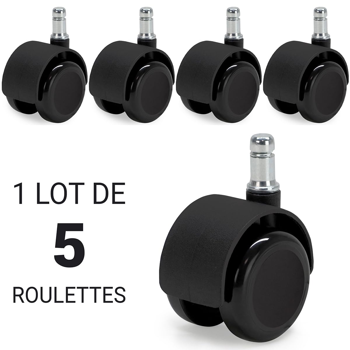 Rotelle Autofrenanti Per Sedie Ufficio - Set Di 5, Diametro 50mm, Per Pavimenti Duri