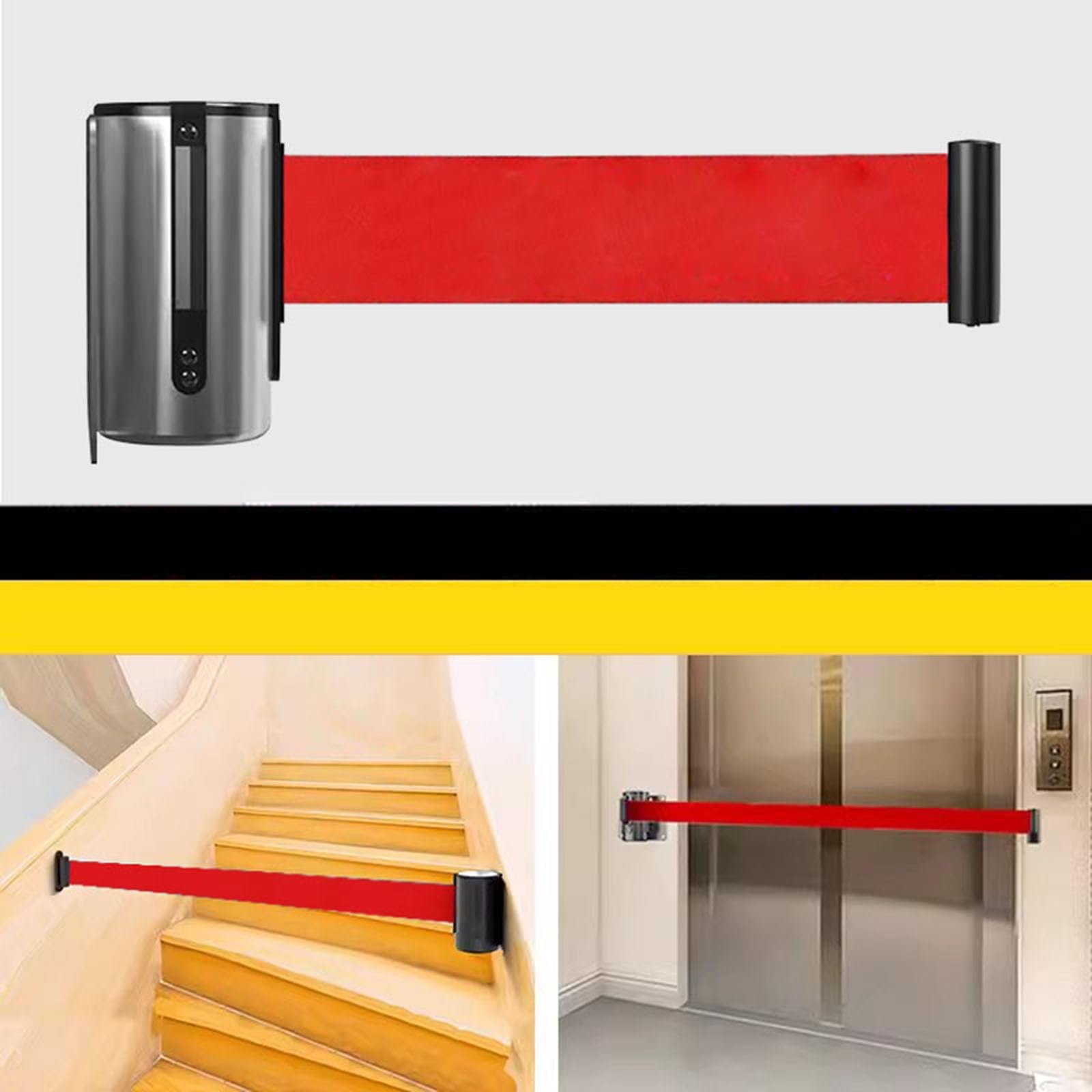cinta de señalización, Barrera de pared control multitudes con cola seguridad retráctil cinturón rojo 2M/3M/5M(A,5M/16.4FT)